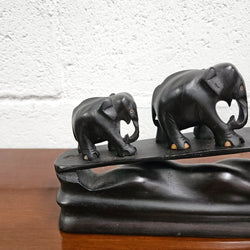 Vintage Ebony Walking Elephants Statue | Antique & Vintage | Moonee Ponds Antiques | Australia Wide Delivery