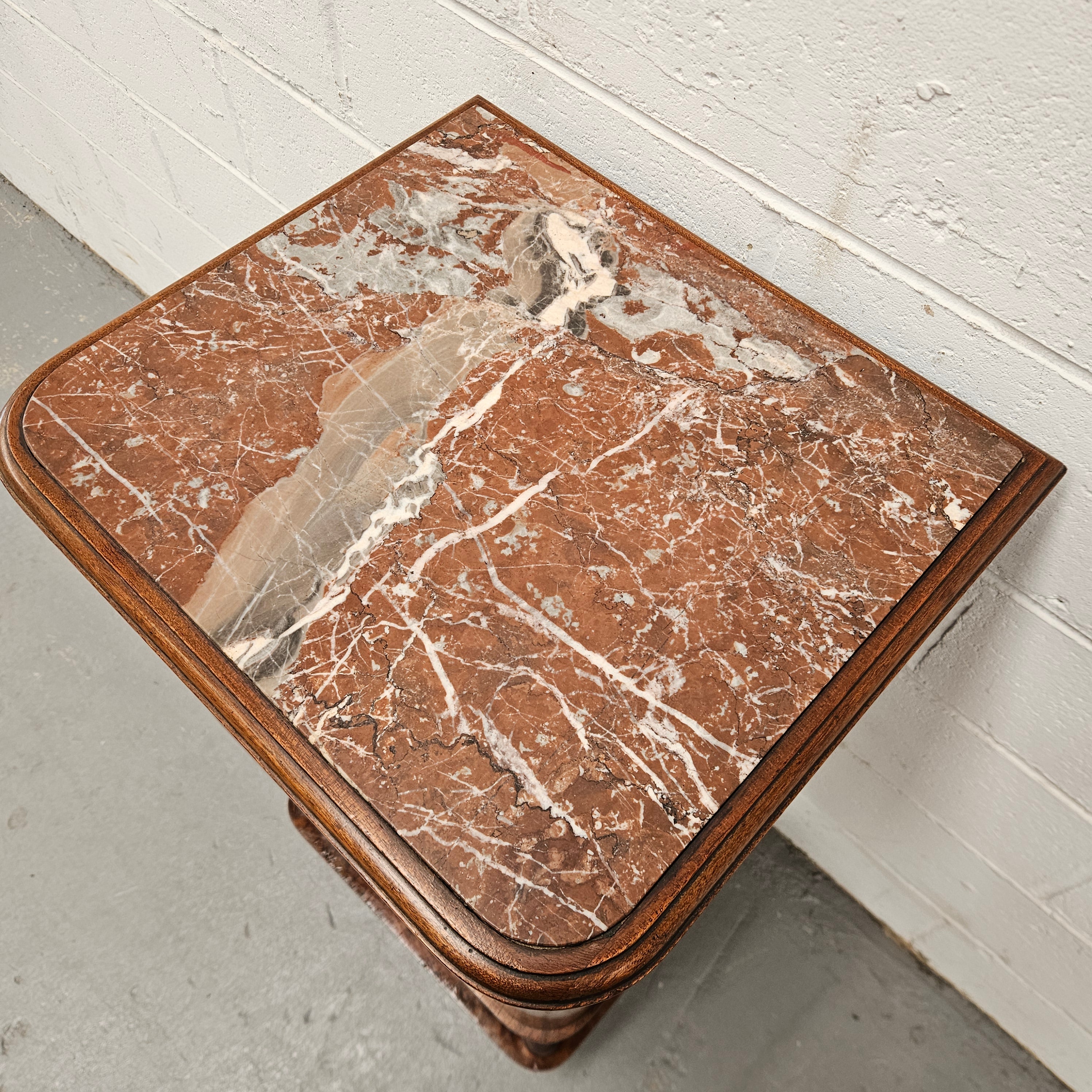 French Figured Walnut Marble Top Bedside | Antique & Vintage | Moonee Ponds Antiques | Australia Wide