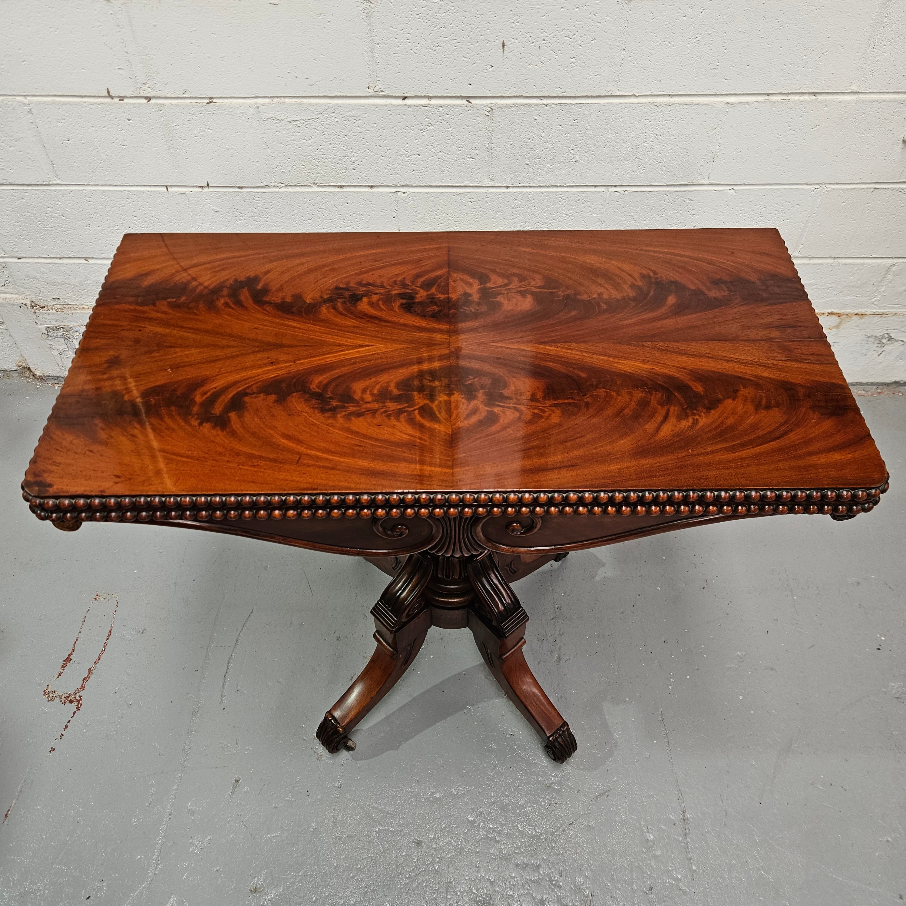 Lovely William IV Games Table In Flame Mahogany | Antique & Vintage | Moonee Ponds Antiques | Australia Wide Delivery
