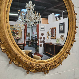 Amazing French 19th Century Oval Gilt Wall Mirror