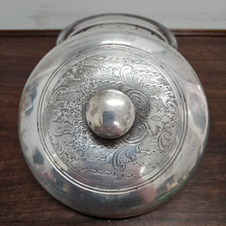 Unusual Victorian Vanity Glass Container with "Greek Key Pattern to Base" with a Silver Lid & Internal Mirror | Antique & Vintage | Moonee Ponds Antiques | Australia Wide Delivery