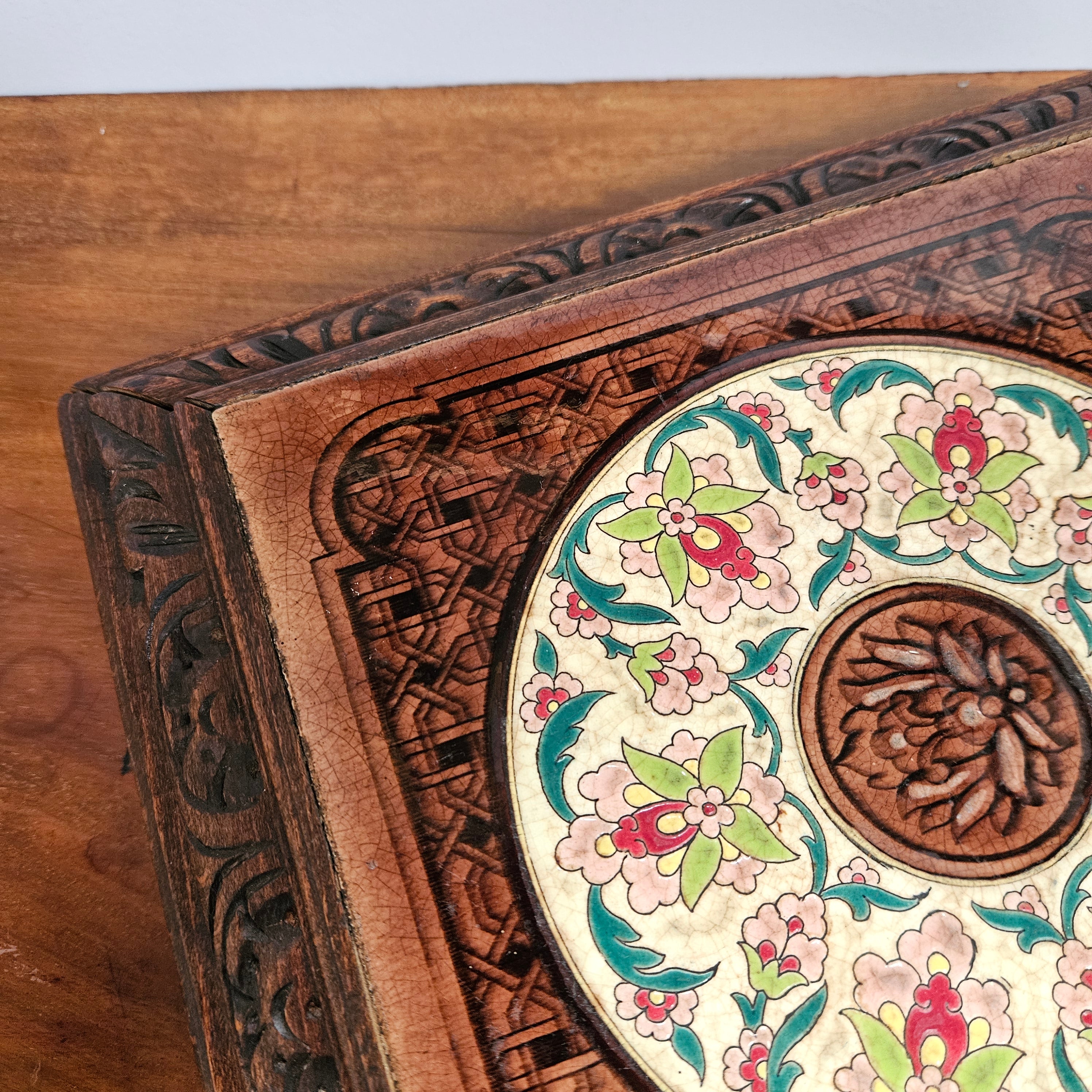 Antique French Tiled Top & Wooden Base Trivet/Teapot Stand | Antique & Vintage | Moonee Ponds Antiques | Australia Wide Delivery