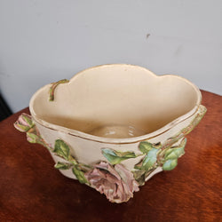 Victorian Pink Rose Pottery Flower Vase