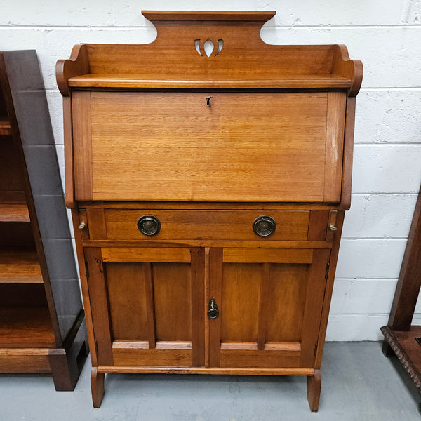 Australian blackwood Arts and Crafts secretaire desk. Sourced locally and in good original detailed condition. 