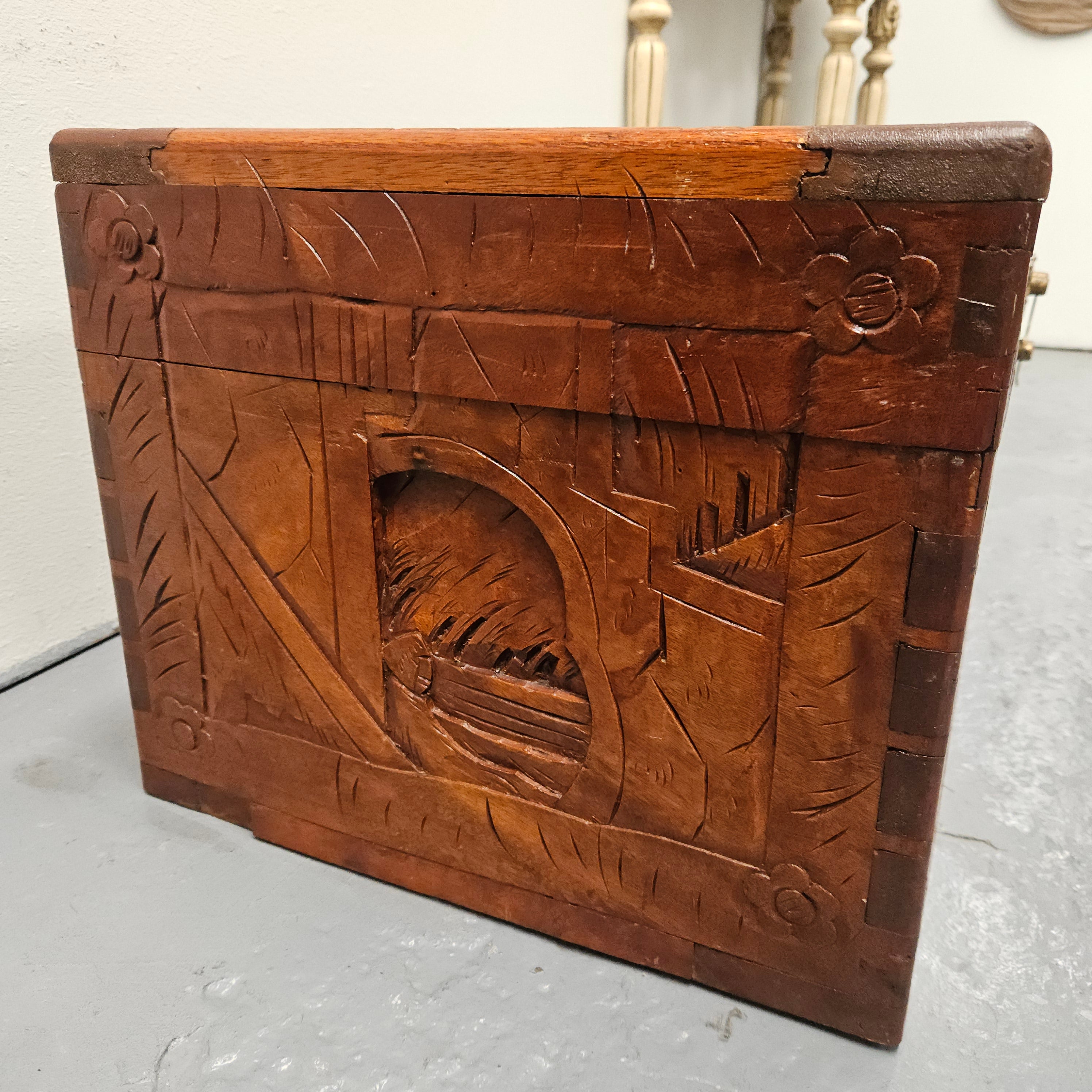Small Oriental Carved Camphor Wood Chest | Antique & Vintage | Moonee Ponds Antiques | Australia Wide Delivery