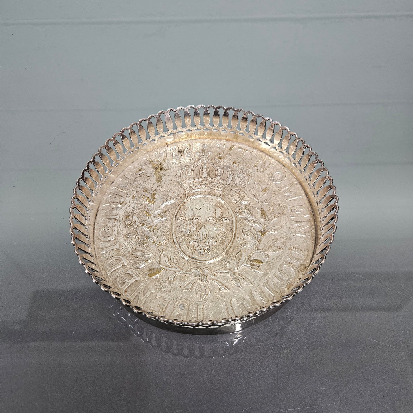 Antique Silver Plate Church Coaster