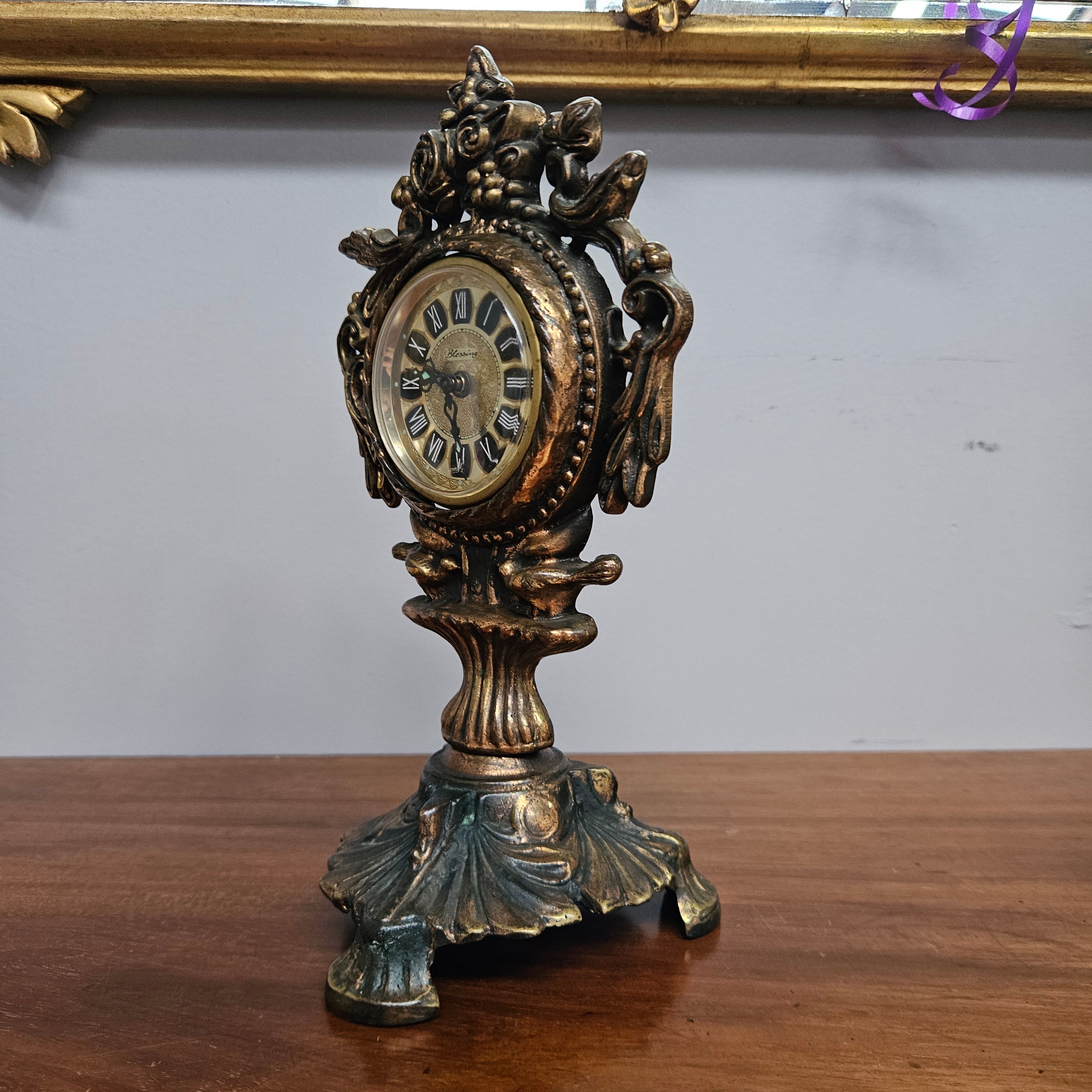 Vintage Cast Copper Mantle/Desk Clock | Antique & Vintage | Moonee Ponds Antiques | Australia Wide
