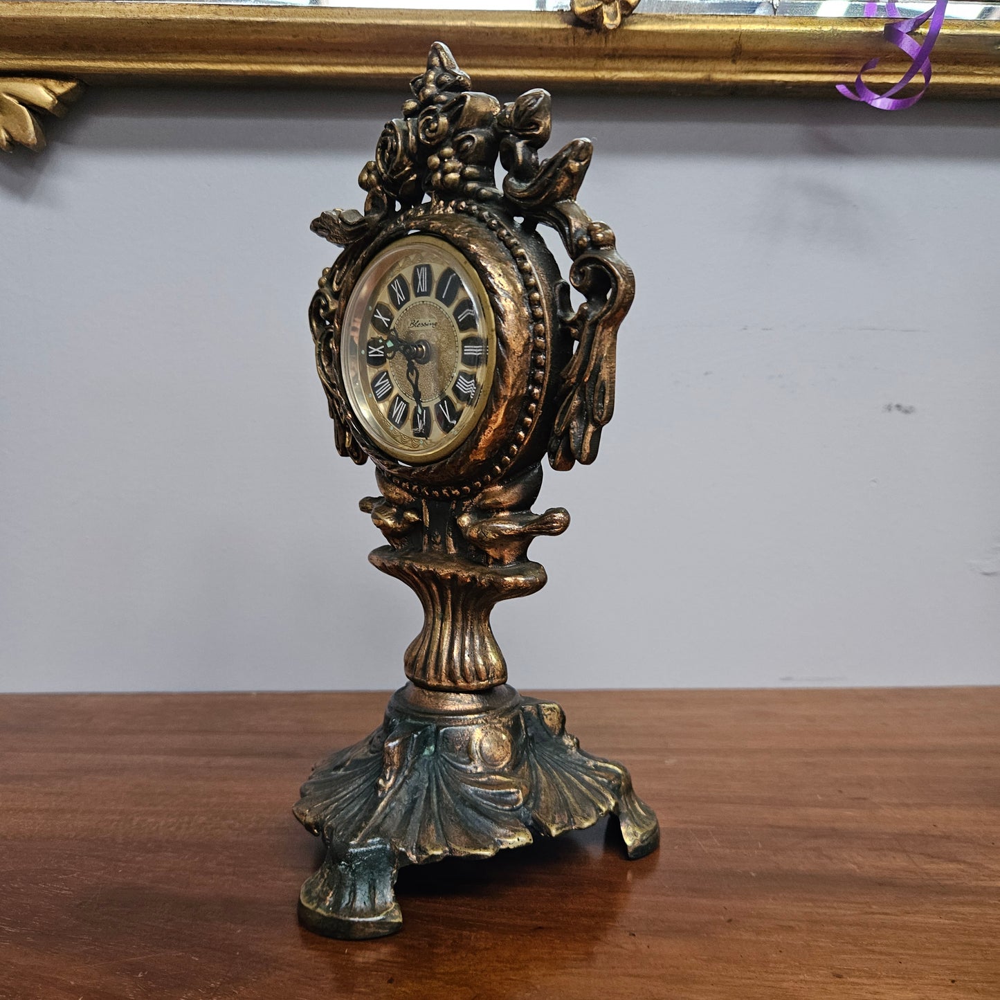 Vintage Cast Copper Mantle/Desk Clock