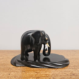 Vintage Carved Ebony Wood Elephant