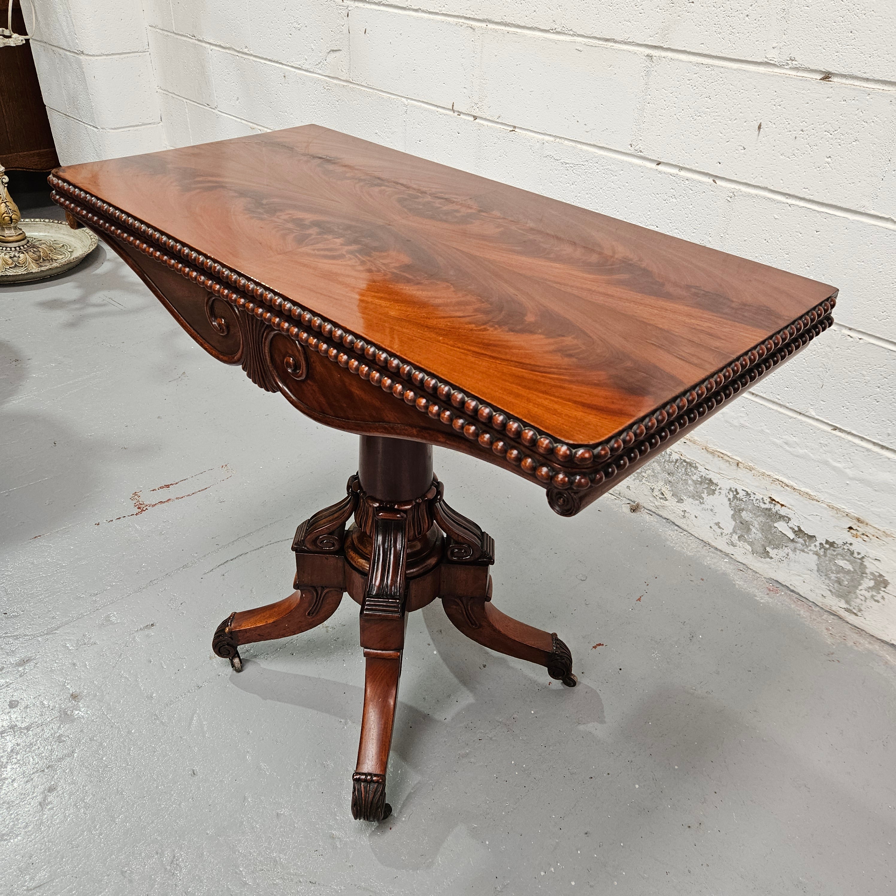 Lovely William IV Games Table In Flame Mahogany | Antique & Vintage | Moonee Ponds Antiques | Australia Wide Delivery