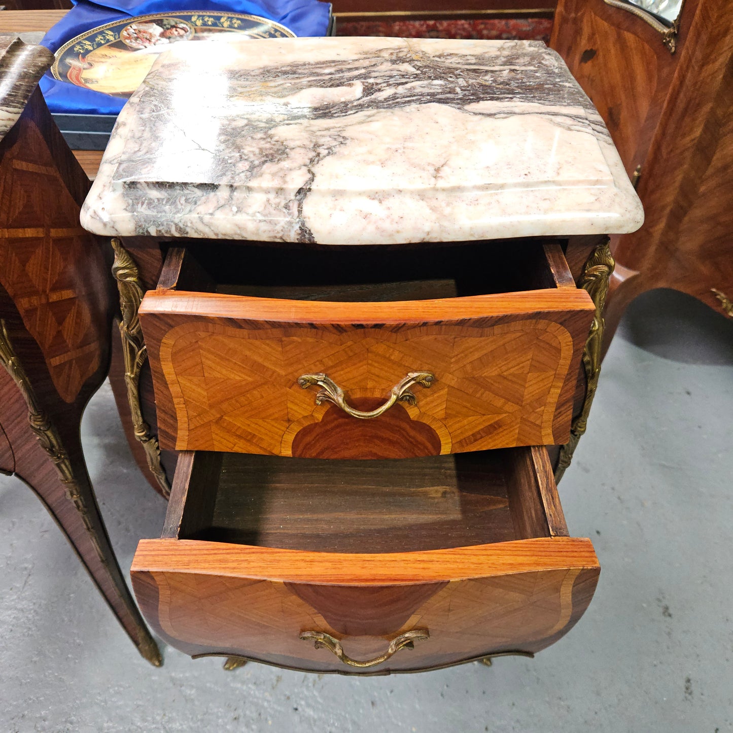 Louis XV Style Miniature Commode Marble Top Bedsides