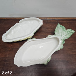 Vintage Italian Hand painted Majolica Fish Covered Dish