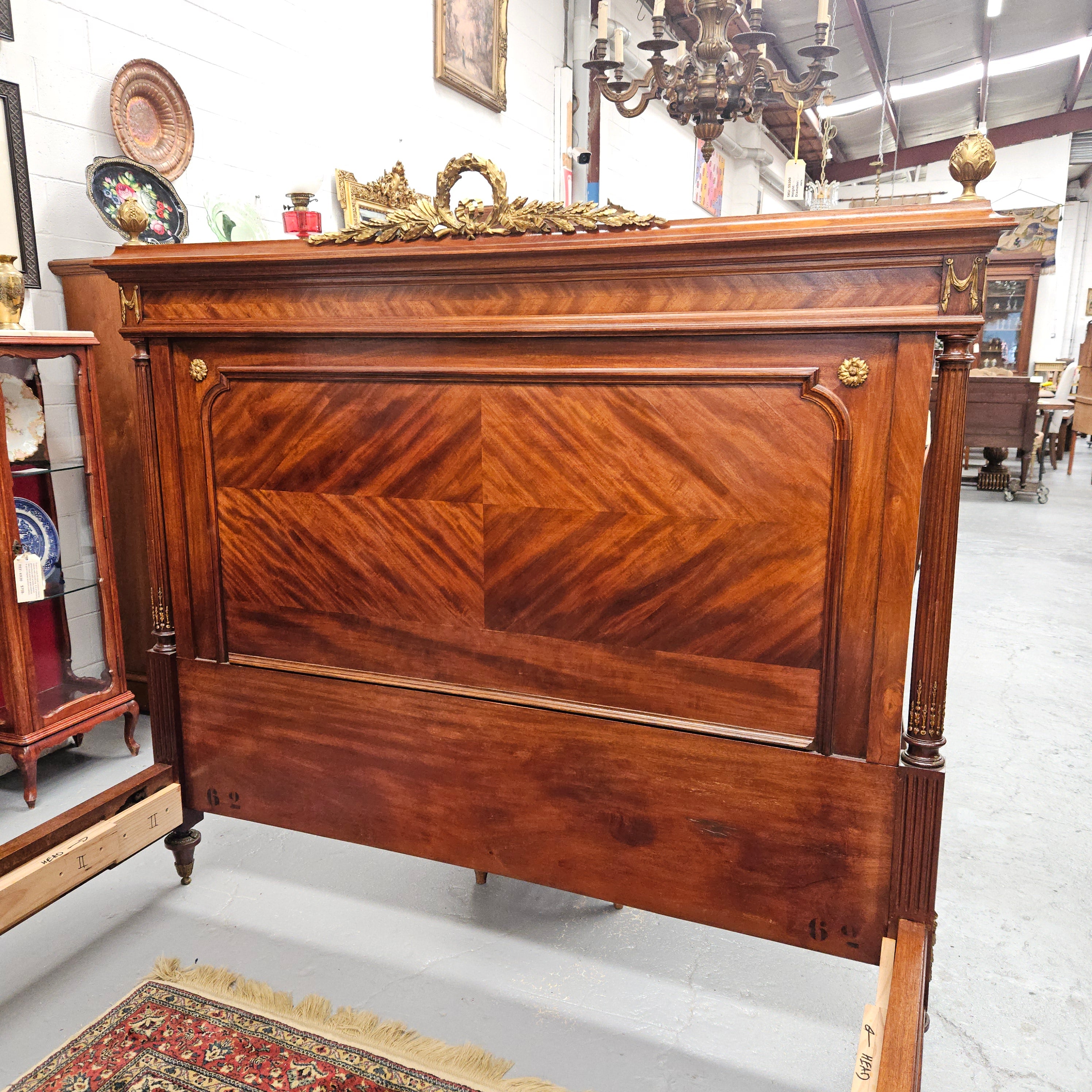 French Louis XVI Style Mahogany Queen Size Bed | Antique & Vintage | Moonee Ponds Antiques | Australia Wide Delivery