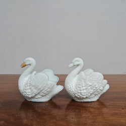 Vintage Pair of Milk Glass Swan Trinket Dishes | Antique & Vintage | Moonee Ponds Antiques | Australia Wide Delivery