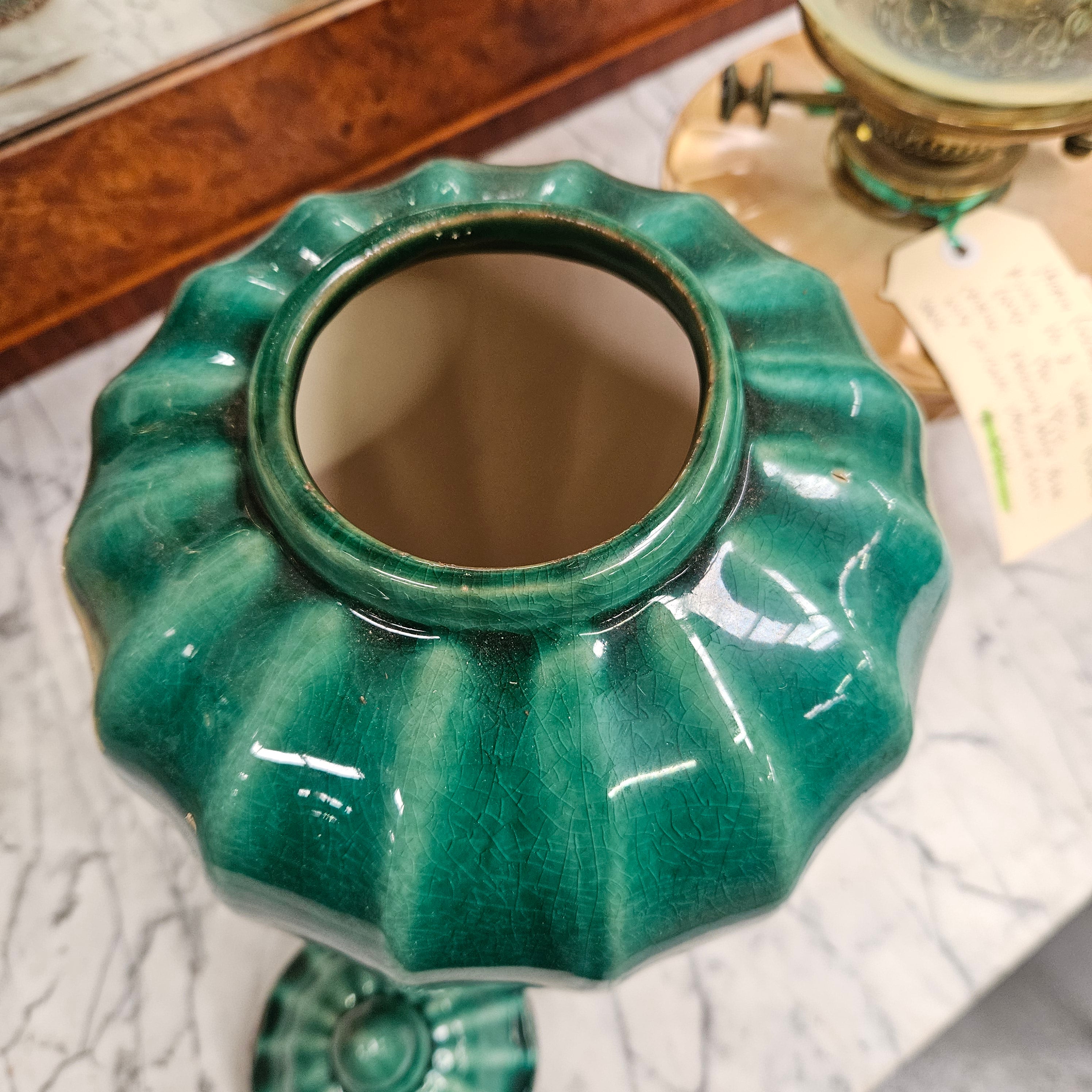 Vintage Ceramic Green Ginger Jar