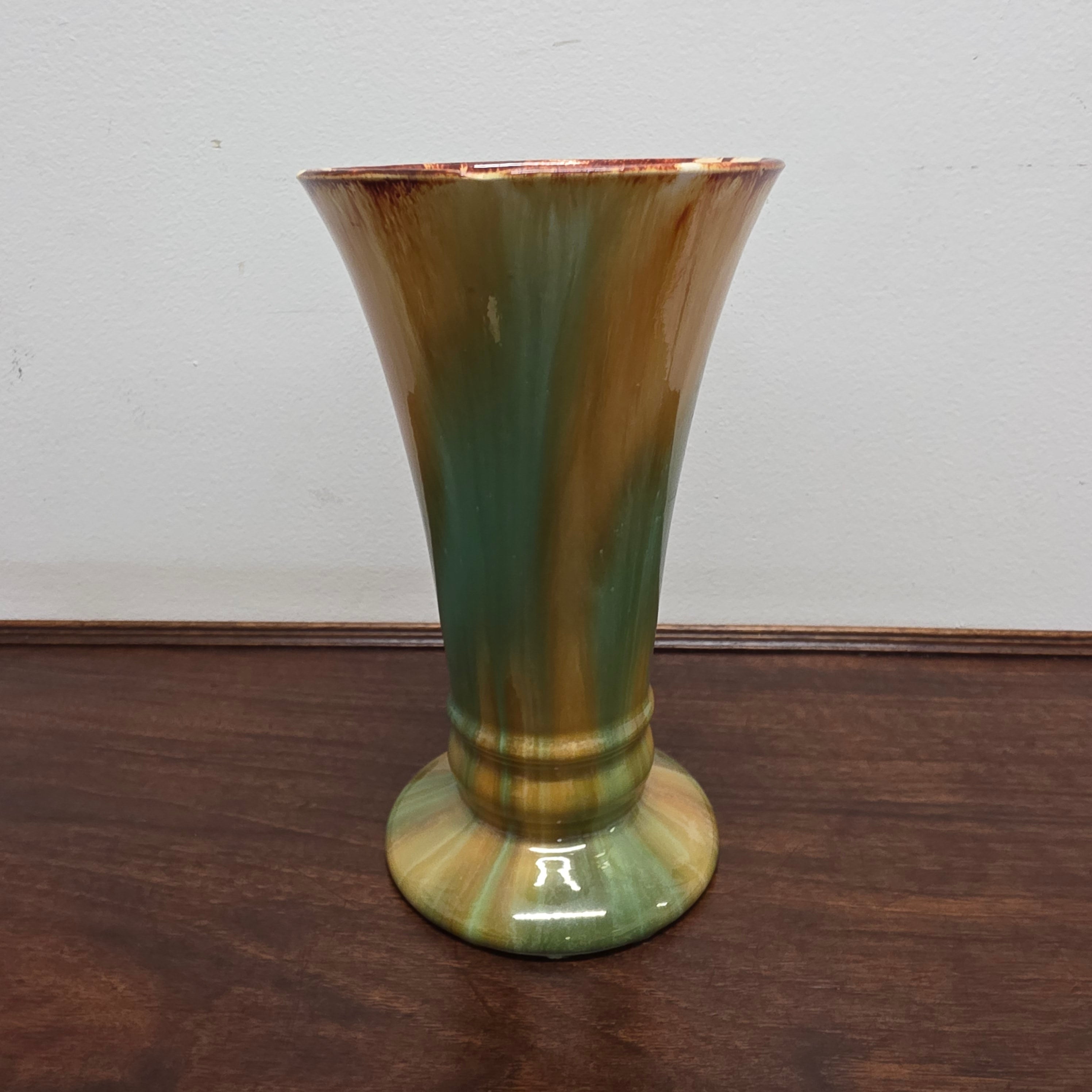 1930s Cornwell Brunswick Pottery Green & Brown Drip Glaze Vase | Antique & Vintage | Moonee Ponds Antiques | Australia Wide Delivery
