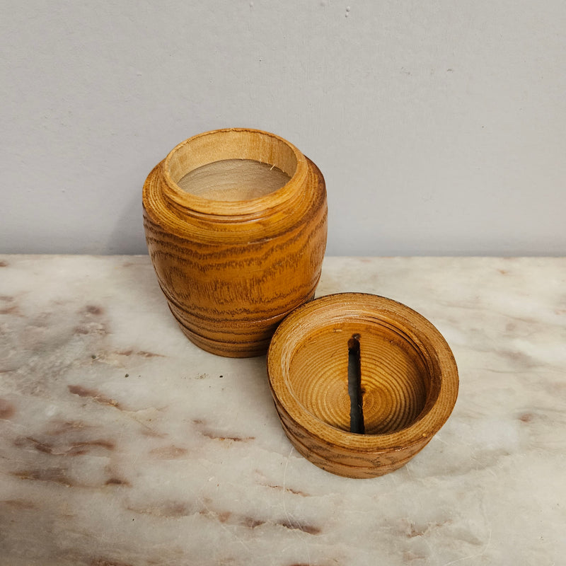 Vintage Treen Oak Barrell Money Box