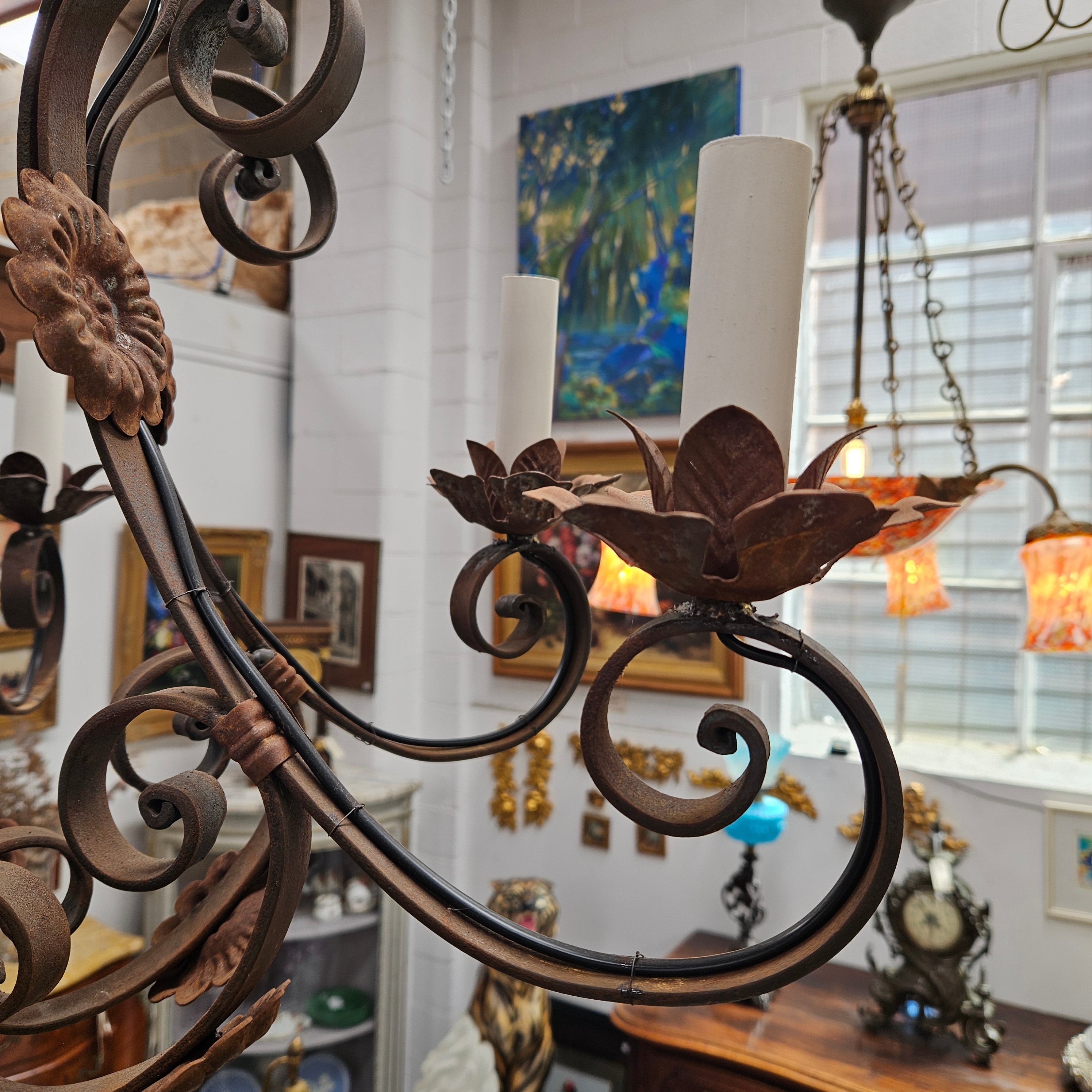 Rustic French Cast Iron Six Arm Chandelier | Antique & Vintage | Moonee Ponds Antiques | Australia Wide Delivery