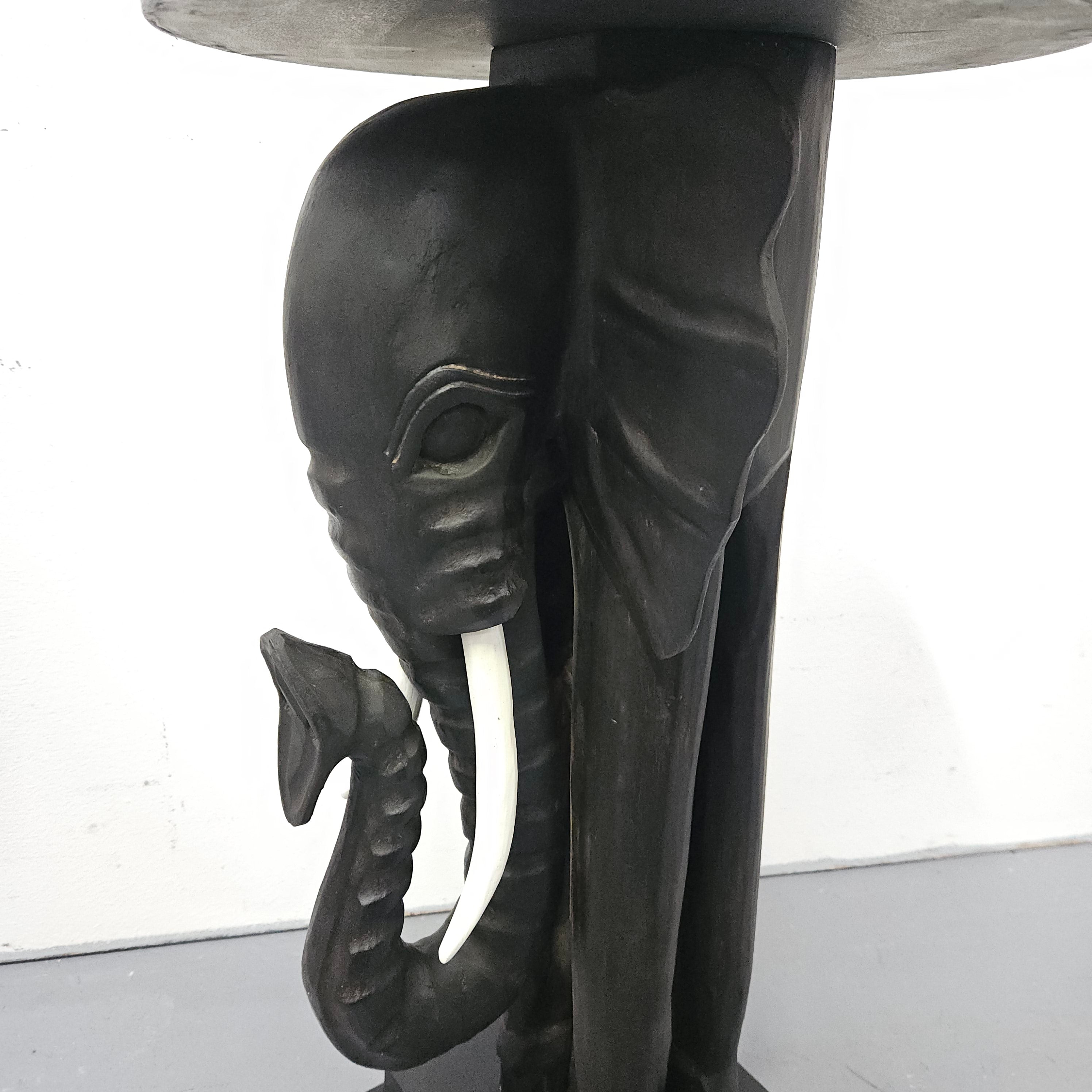 HOLD Unusual Hand Carved Ebonized Timber Elephant Side Table | Antique & Vintage | Moonee Ponds Antiques | Australia Wide Delivery