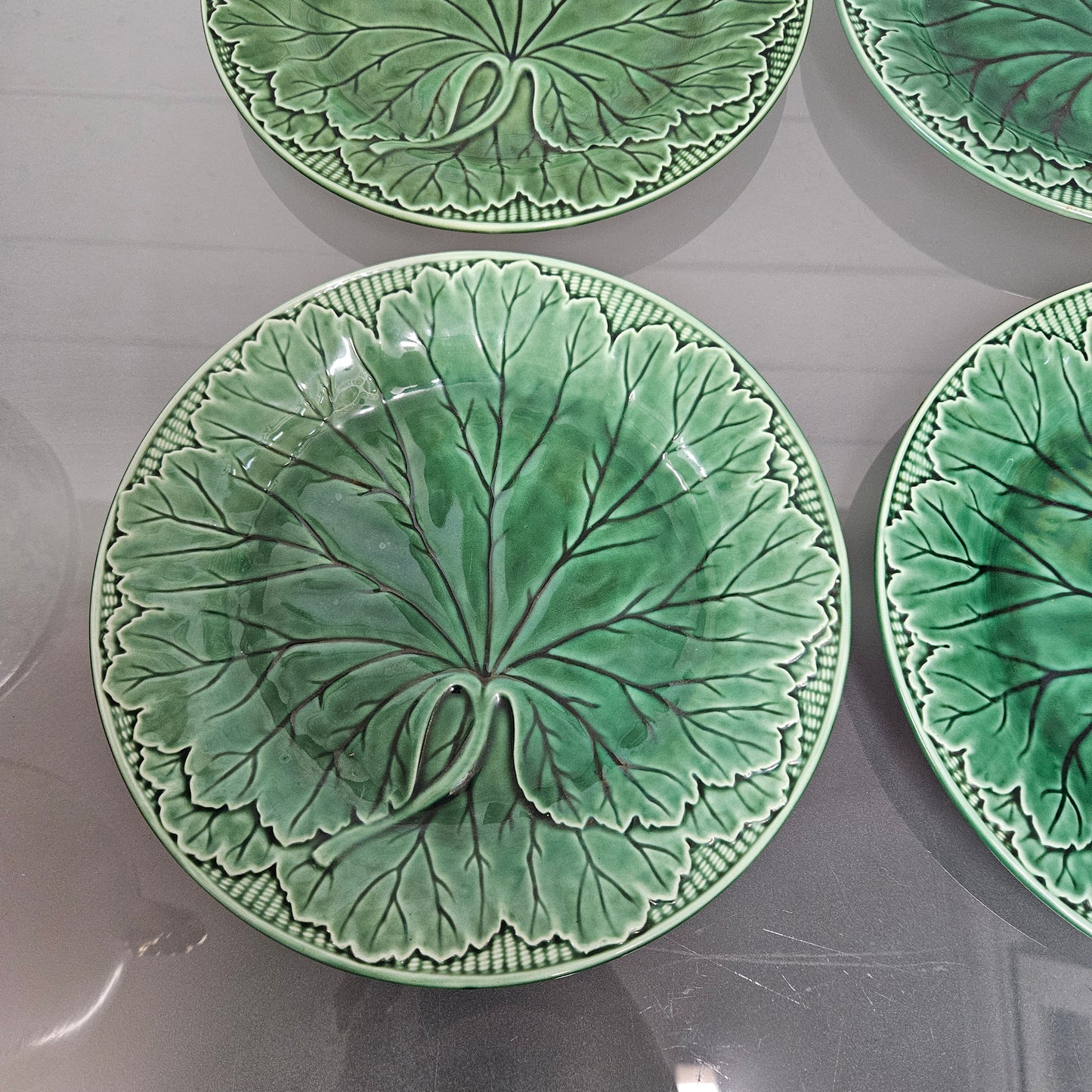 Antique Set of Four Majolica Plates