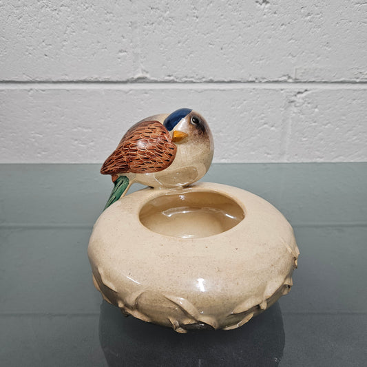 Unusual Hand Made & Hand Painted Bird Bowl