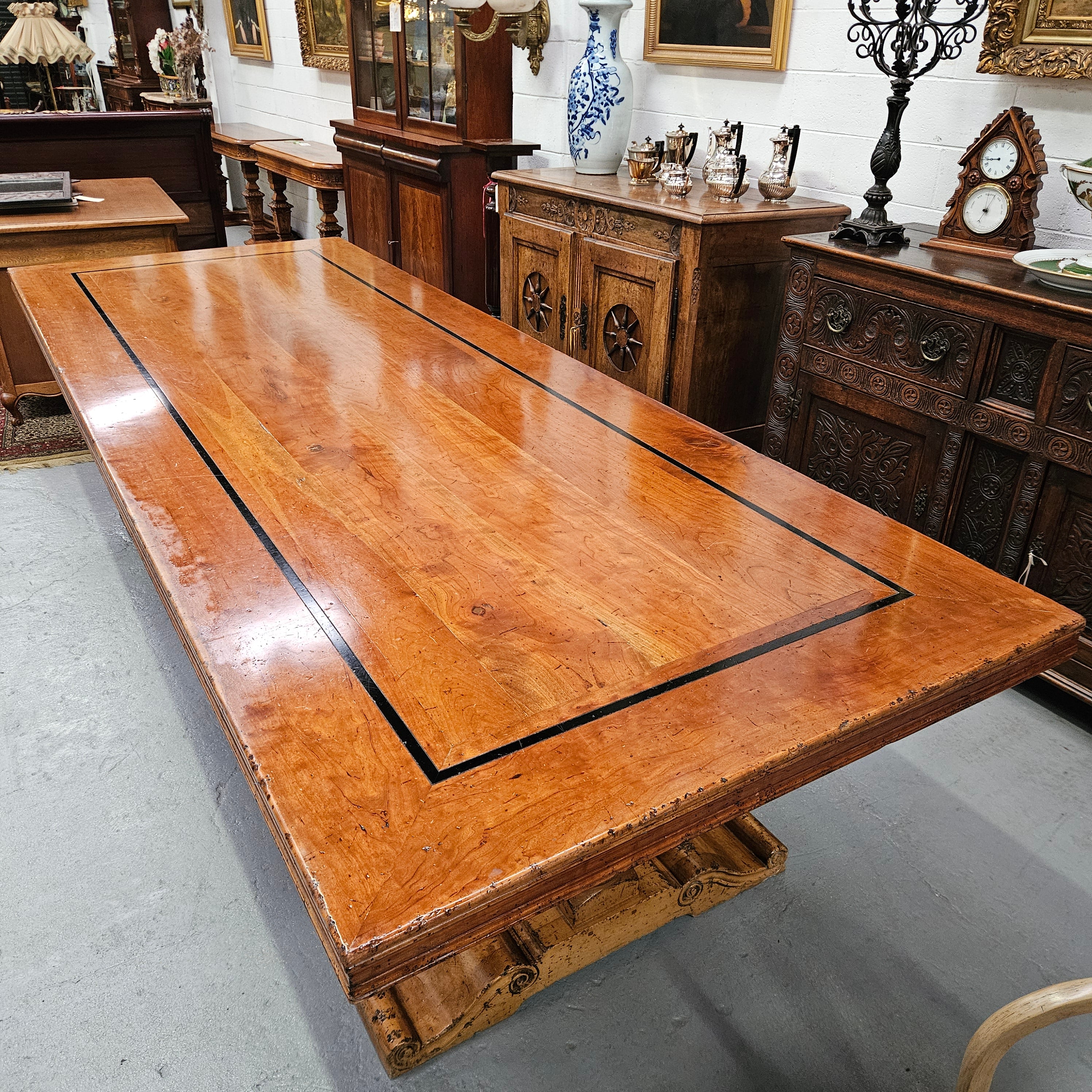 Vintage Three Metre Cherry Wood Farmhouse Style Table | Antique & Vintage | Moonee Ponds Antiques | Australia Wide Delivery