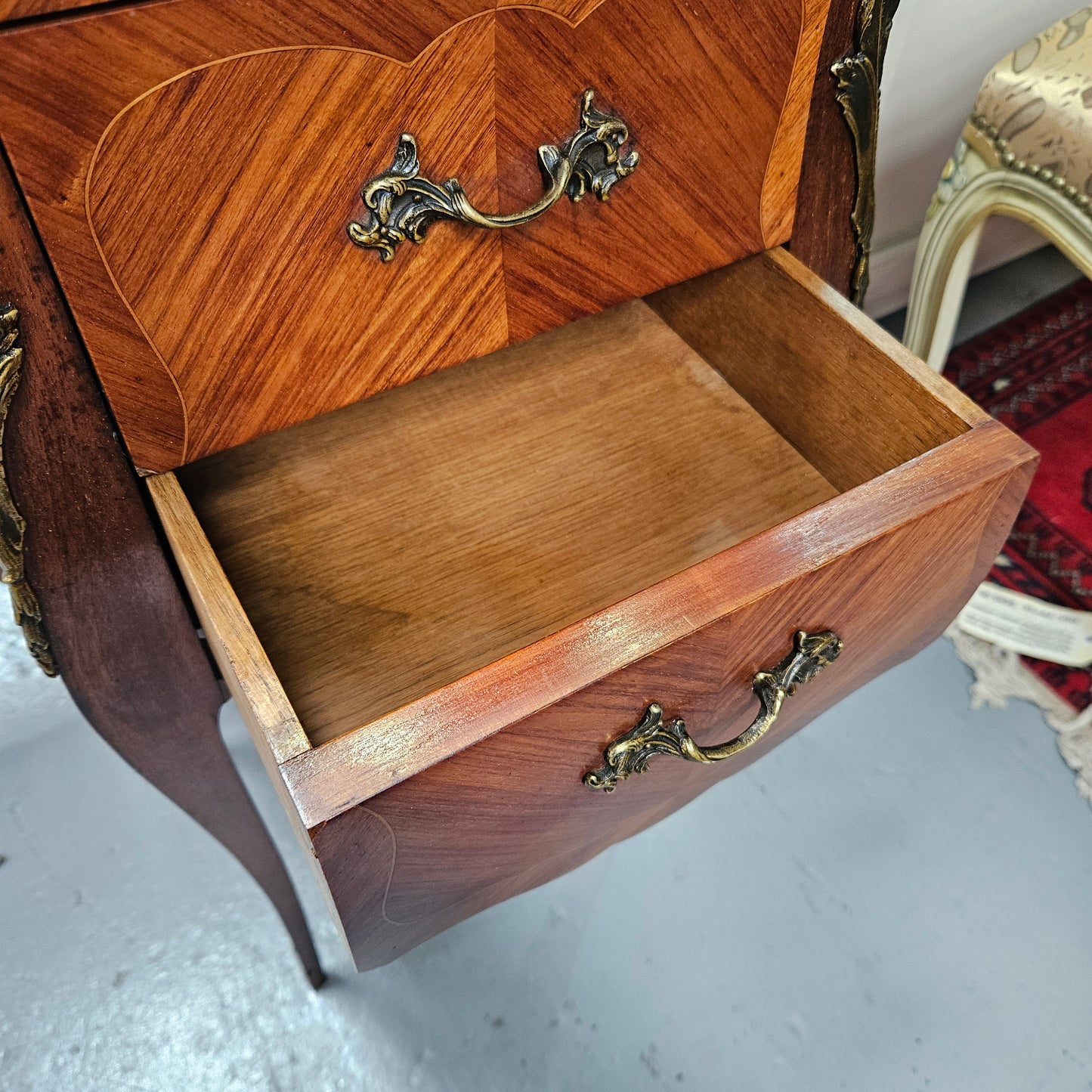 Louis XV Style Marble Top Bedside Table