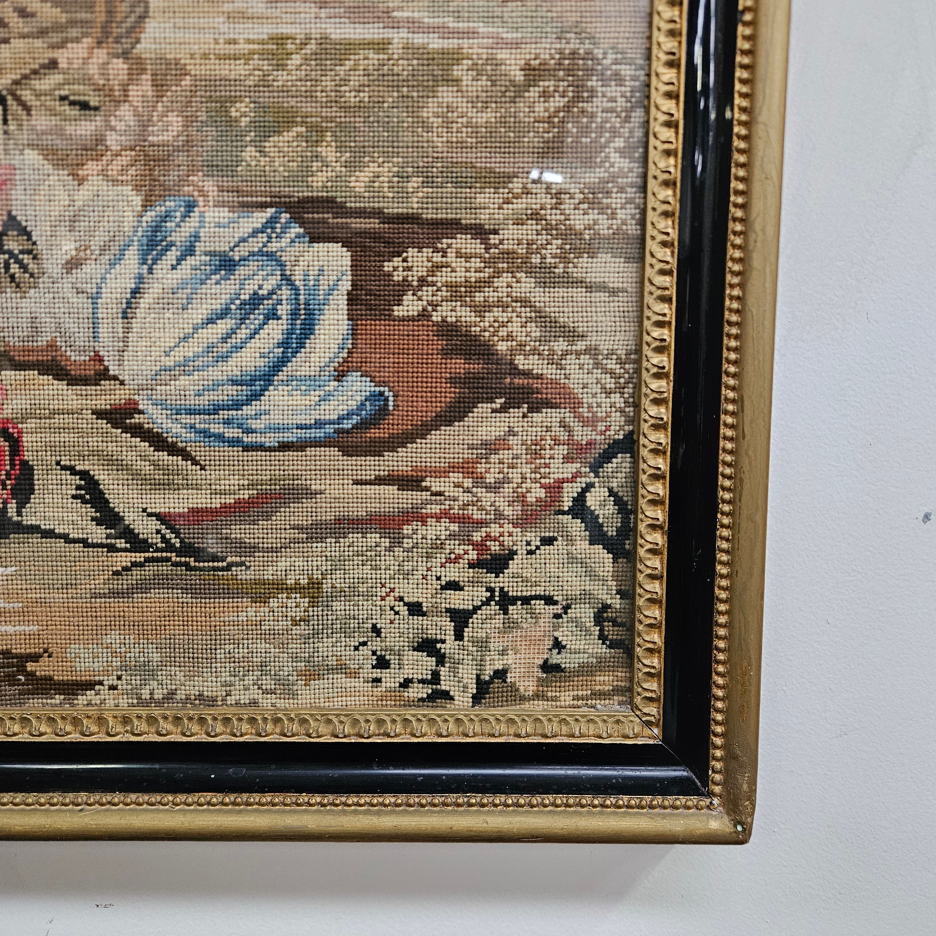 Victorian Tapestry in Glass and Gilt Wooden Frame | Antique & Vintage | Moonee Ponds Antiques | Australia Wide