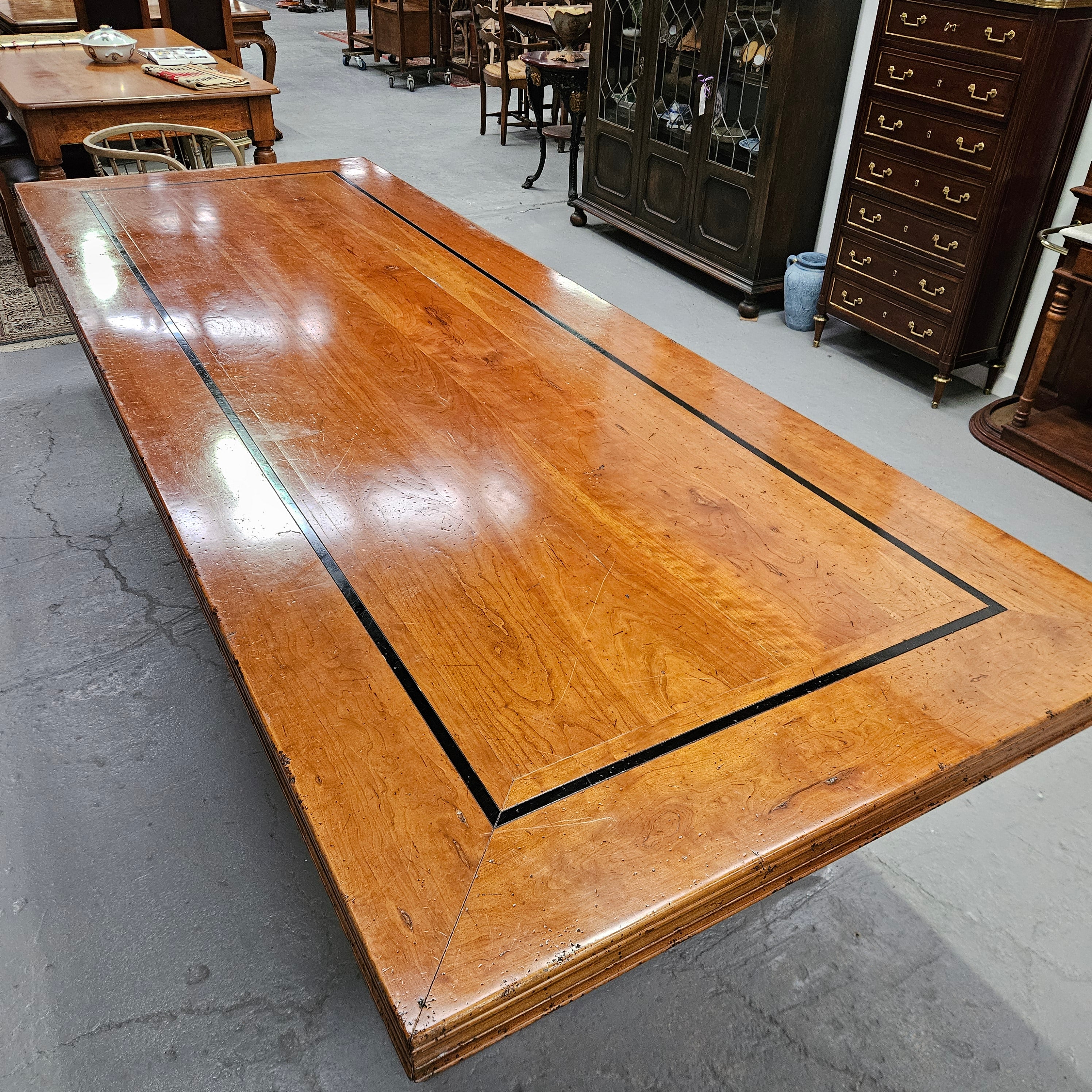 Vintage Three Metre Cherry Wood Farmhouse Style Table | Antique & Vintage | Moonee Ponds Antiques | Australia Wide Delivery