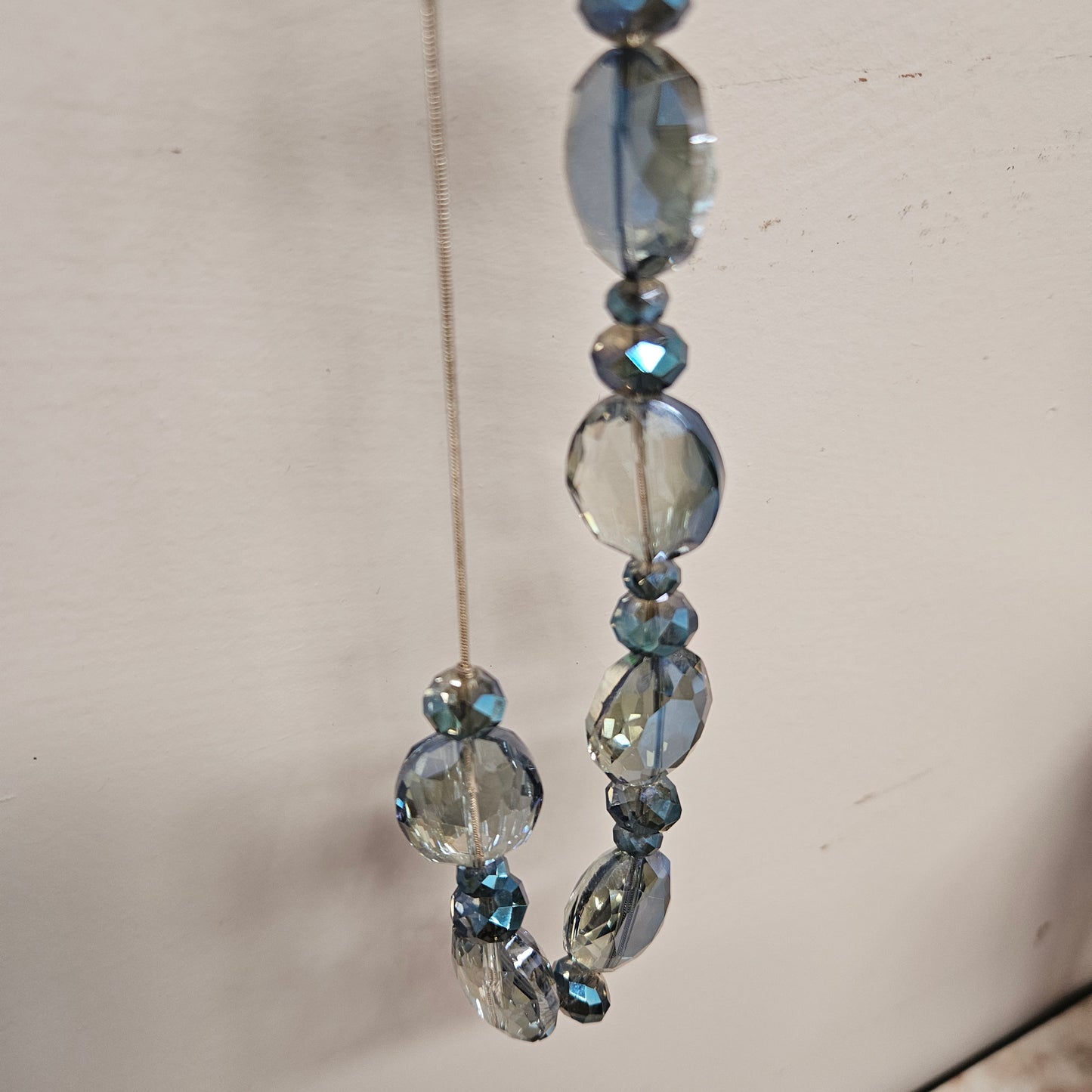 Vintage Blue Cut Crystal Bead Necklace