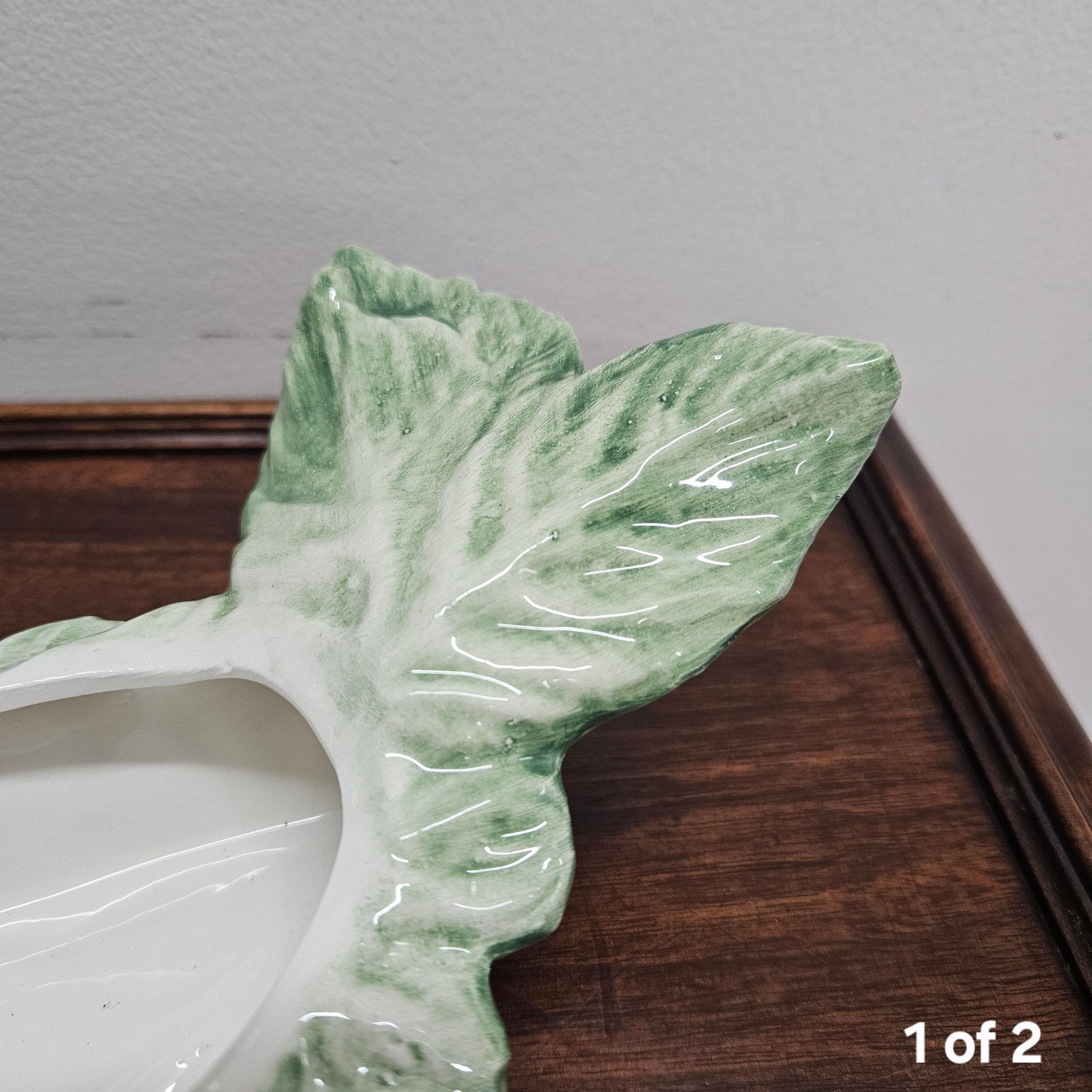 Vintage Italian Hand painted Majolica Fish Covered Dish