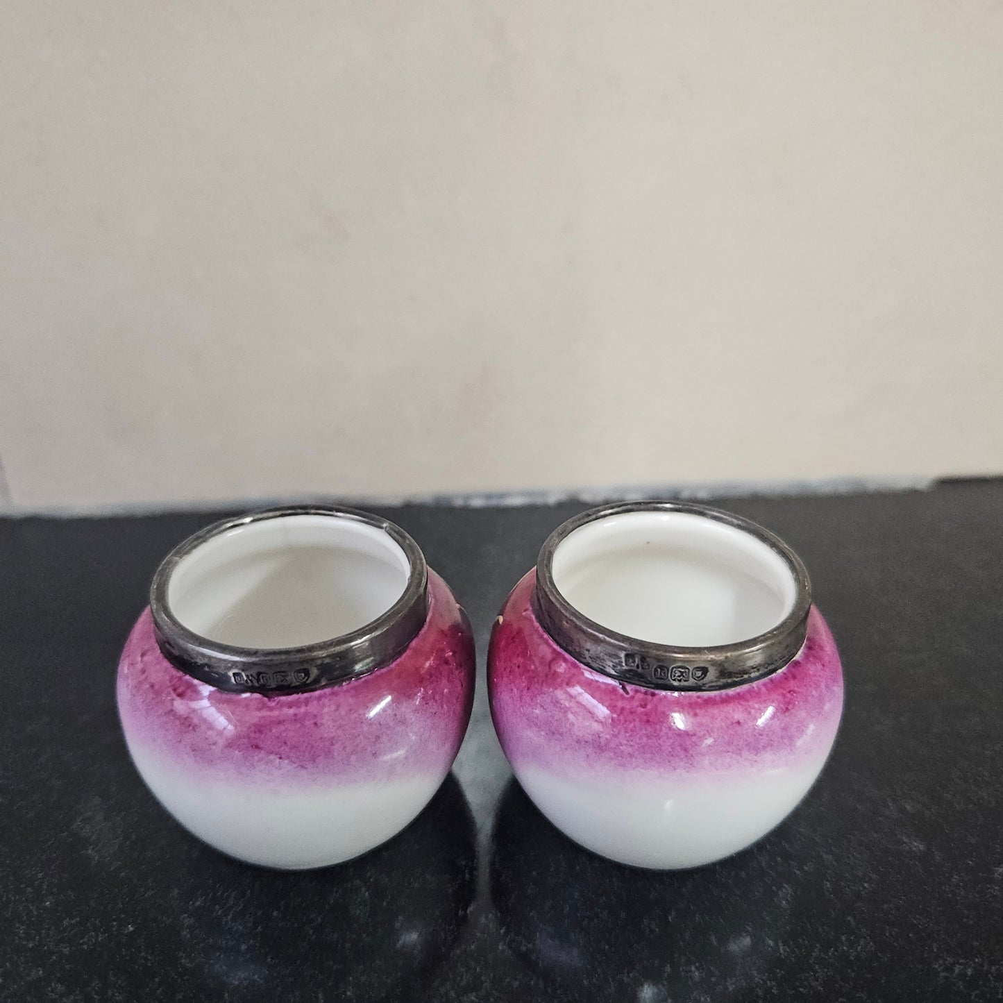 Pair of Silver Topped Salts