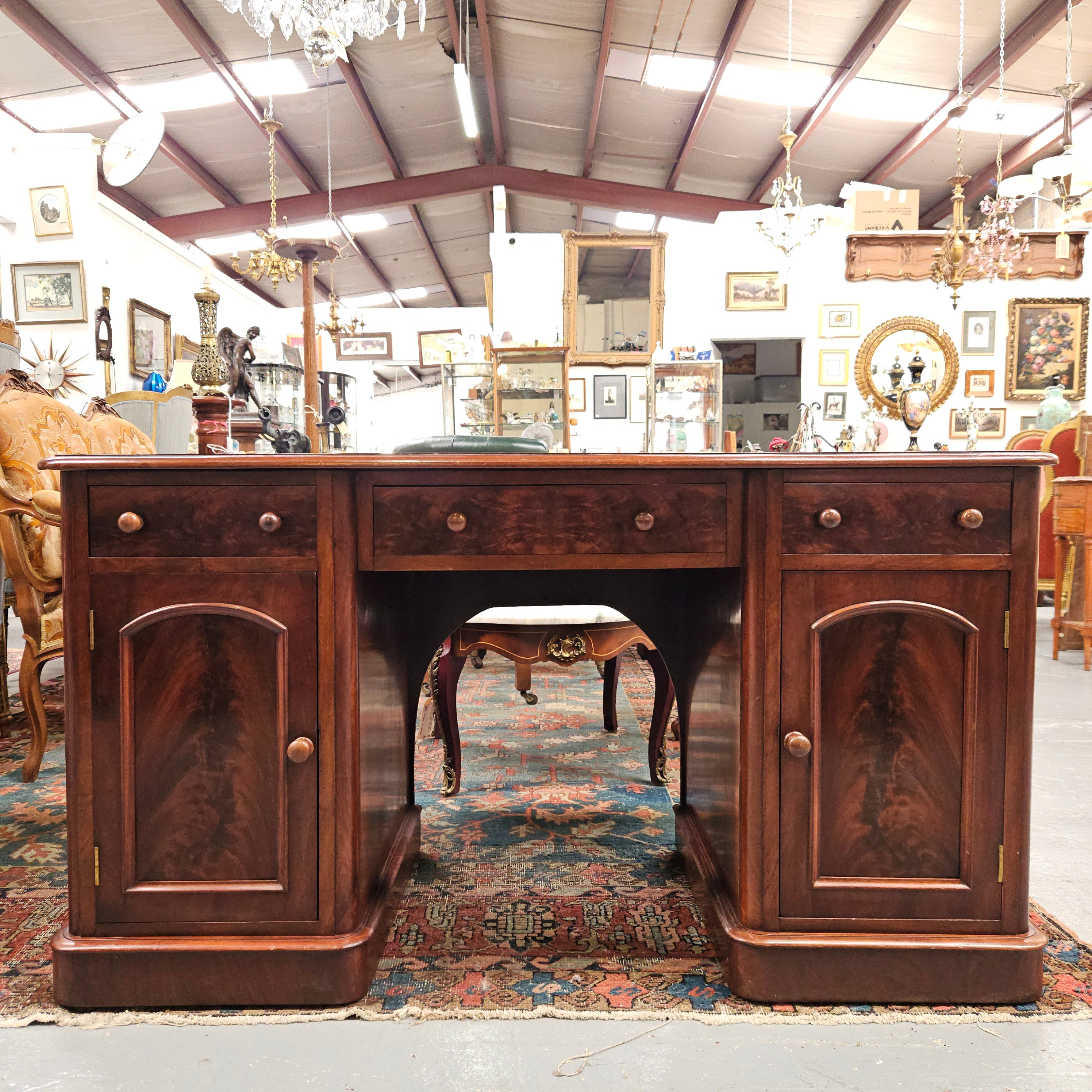 Mid Victorian Leather Top Mahogany Desk | Antique & Vintage | Moonee Ponds Antiques | Australia Wide Delivery