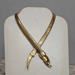 Stunning Vintage Gold Toned Snake Collar Necklace
