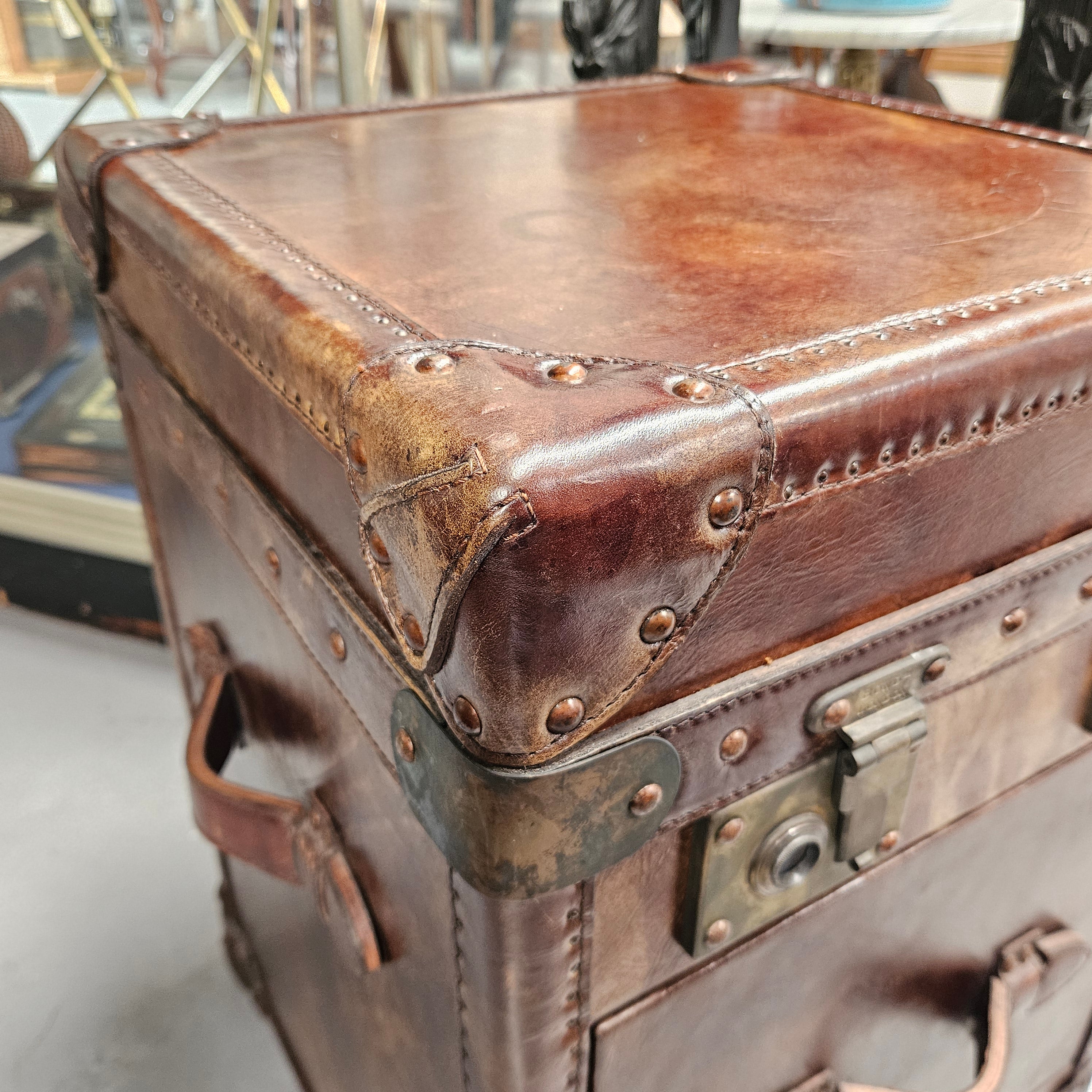 Portable Leather Filing Cabinet / Side Table | Antique & Vintage | Moonee Ponds Antiques | Australia Wide Delivery