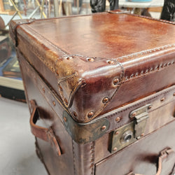 Portable Leather Filing Cabinet / Side Table | Antique & Vintage | Moonee Ponds Antiques | Australia Wide Delivery