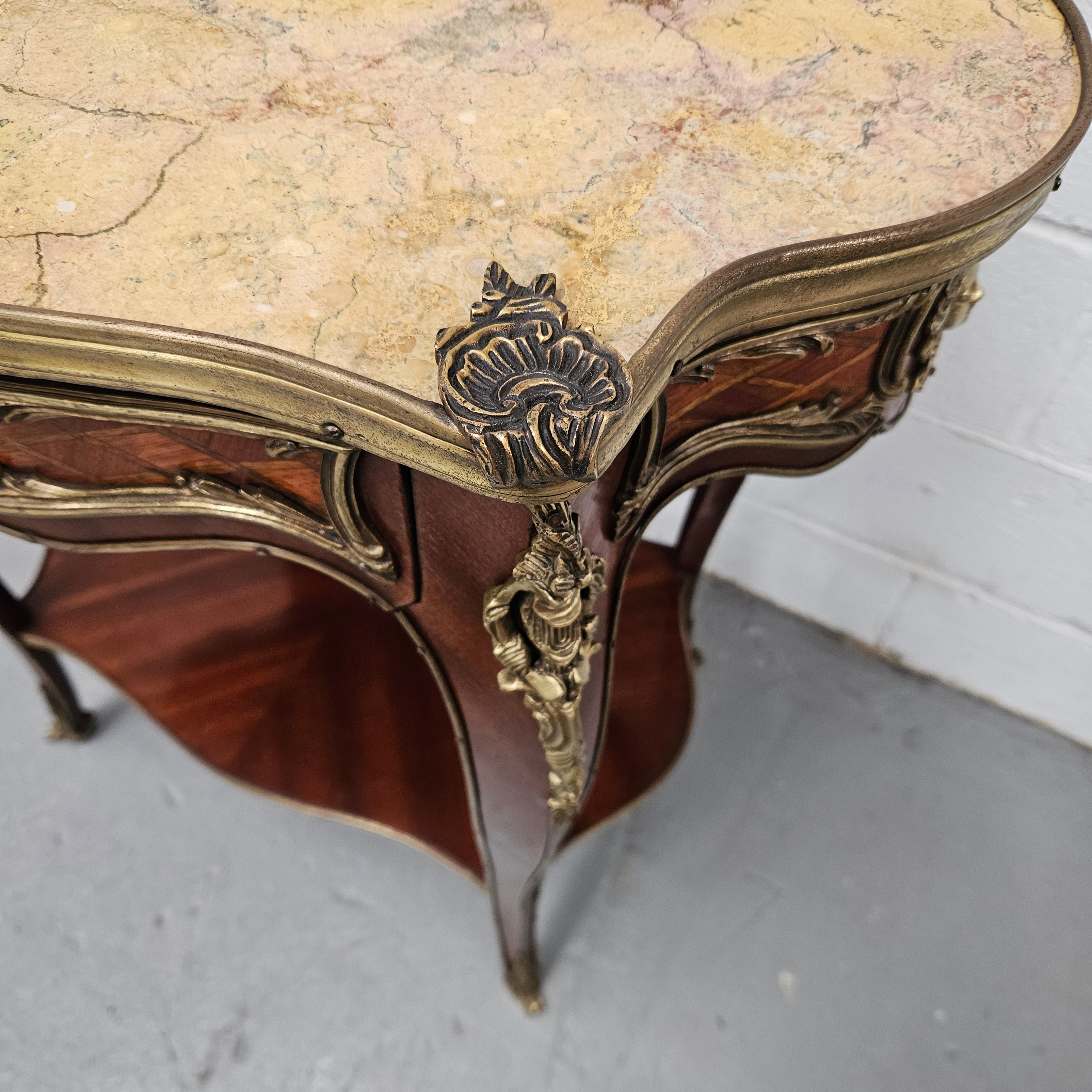 Antique French Marble Top & Ormolu Mounted Side Table | Antique & Vintage | Moonee Ponds Antiques | Australia Wide