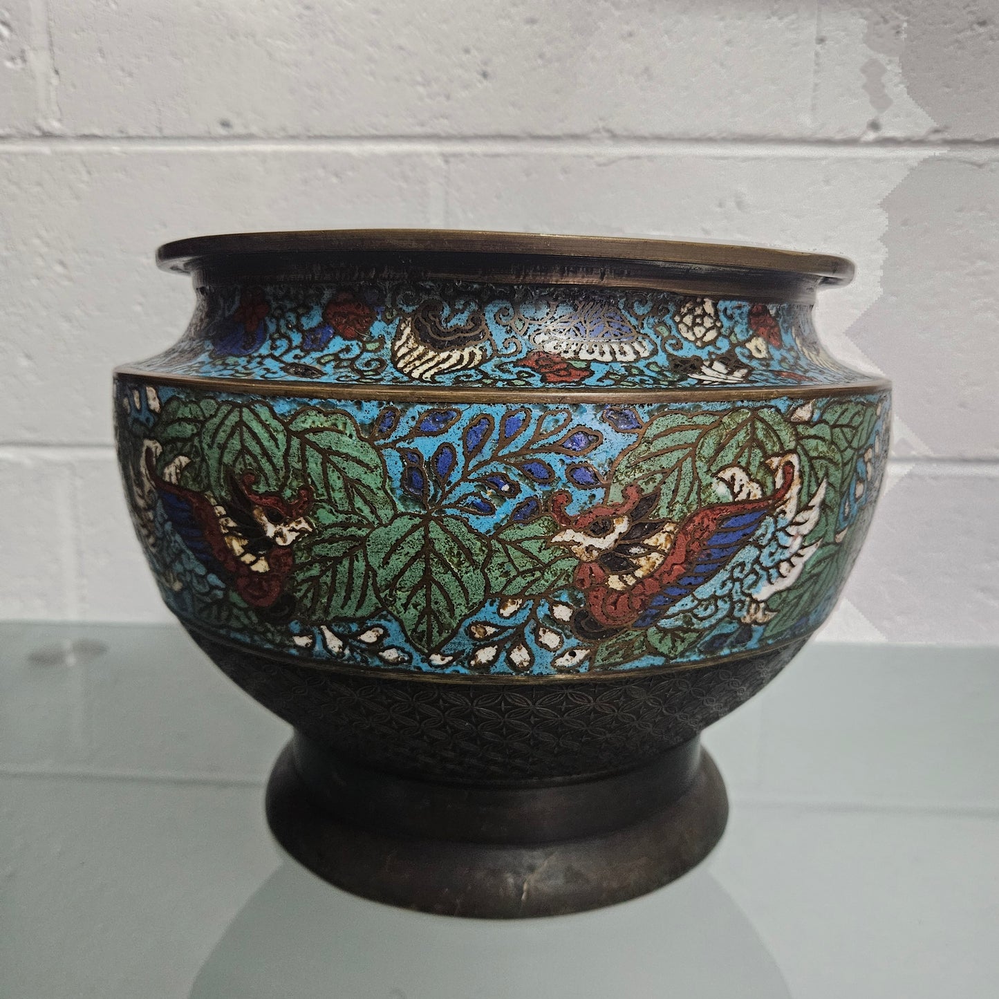 Antique Chinese Bronze & Cloisonne Planter