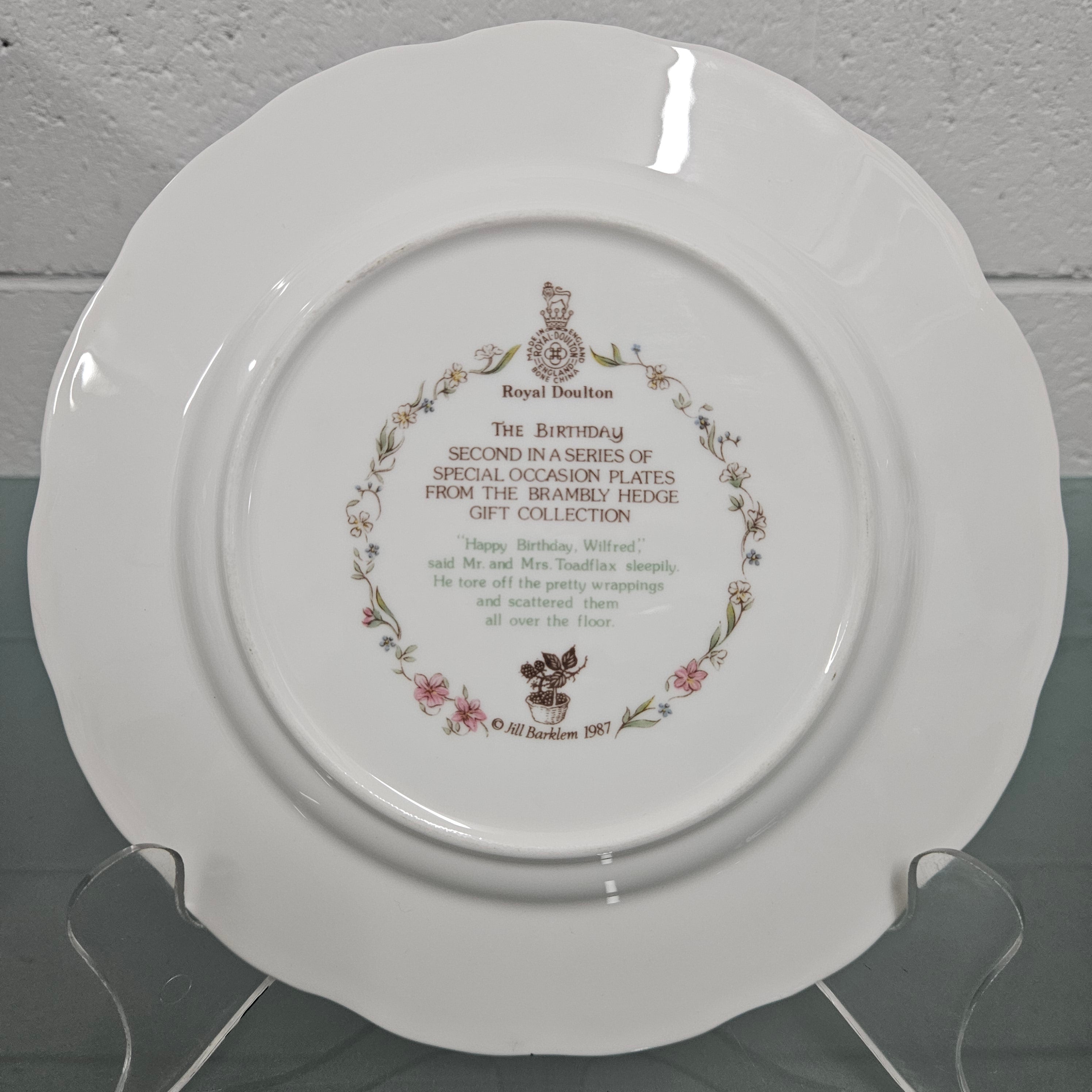 Vintage Royal Doulton Brambly Hedge "The Birthday" Plate Made in England | Antique & Vintage | Moonee Ponds Antiques | Australia Wide Delivery