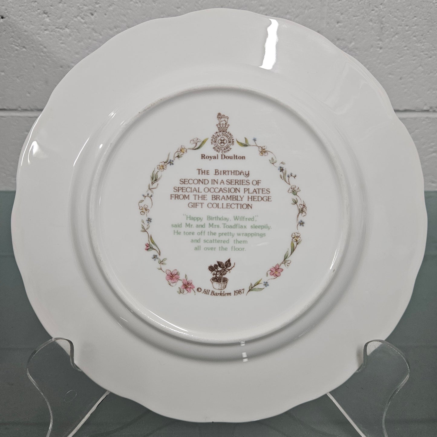 Vintage Royal Doulton Brambly Hedge "The Birthday" Plate Made in England