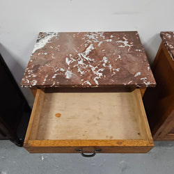 Oak Marble Top Side Cabinet With Drawer | Antique & Vintage | Moonee Ponds Antiques | Australia Wide Delivery