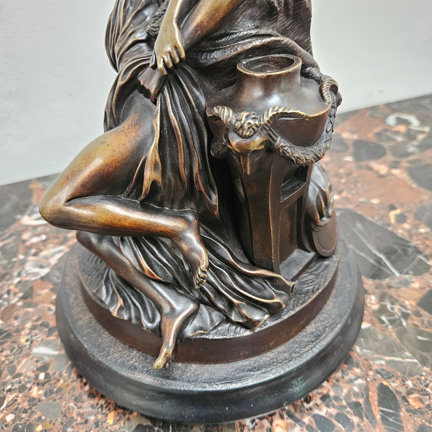 Early 19th Century Dark Brown Patinated Bronze Statue of a Nymph & Satyr After Clodion