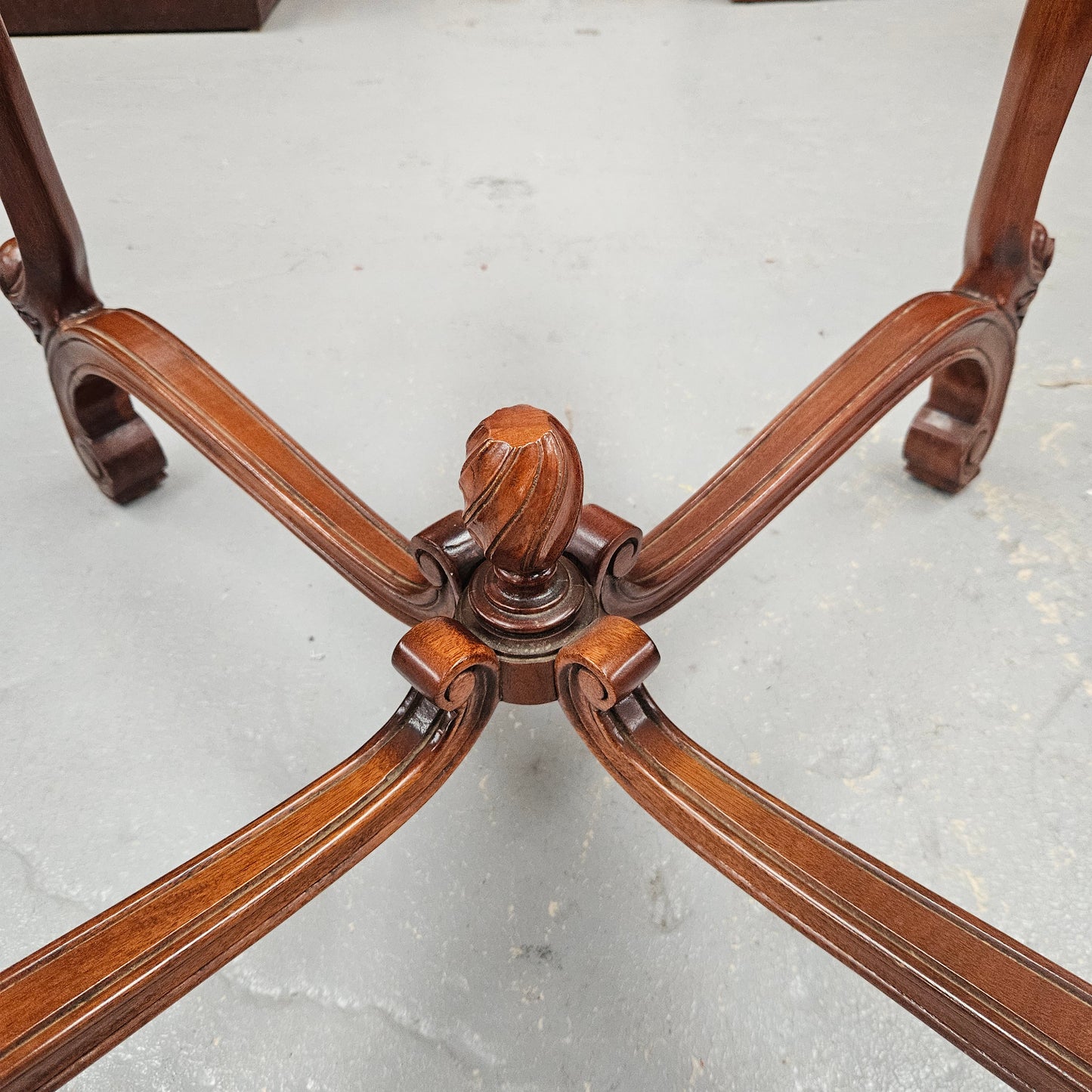 Vintage Mahogany Glass Top Coffee / Side Table Rococo Style