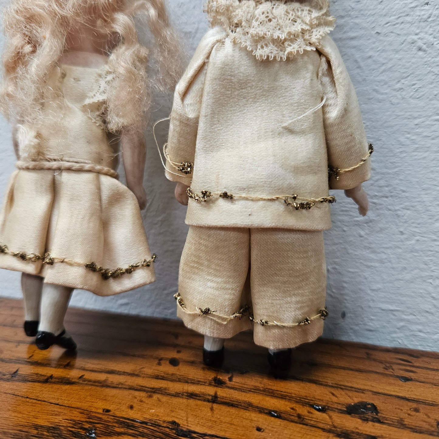 Pair Antique French Miniature Bisque Dolls