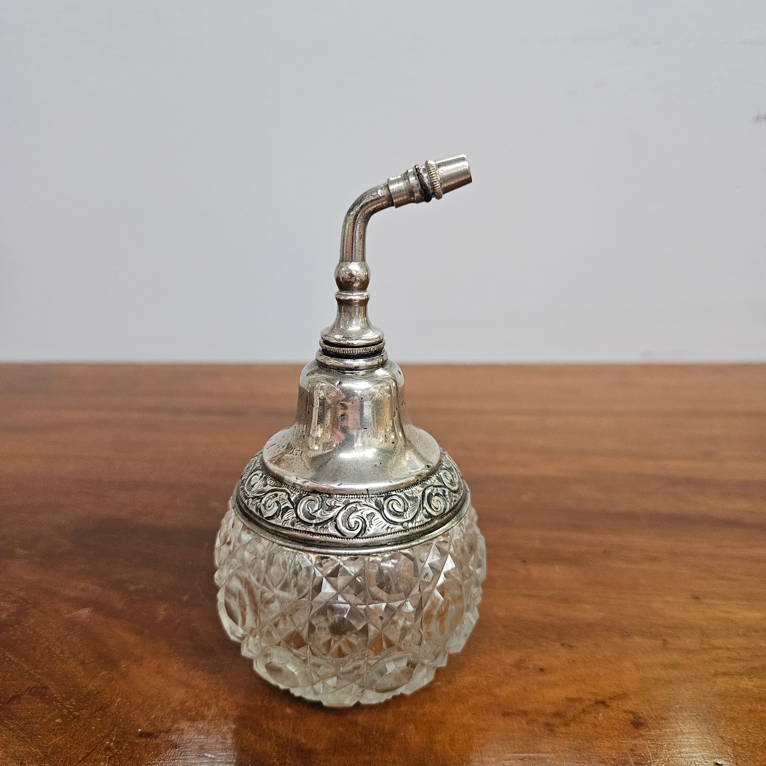 Victorian Sterling Silver & Hobnail Glass Pump Perfume Bottle | Antique & Vintage | Moonee Ponds Antiques | Australia Wide