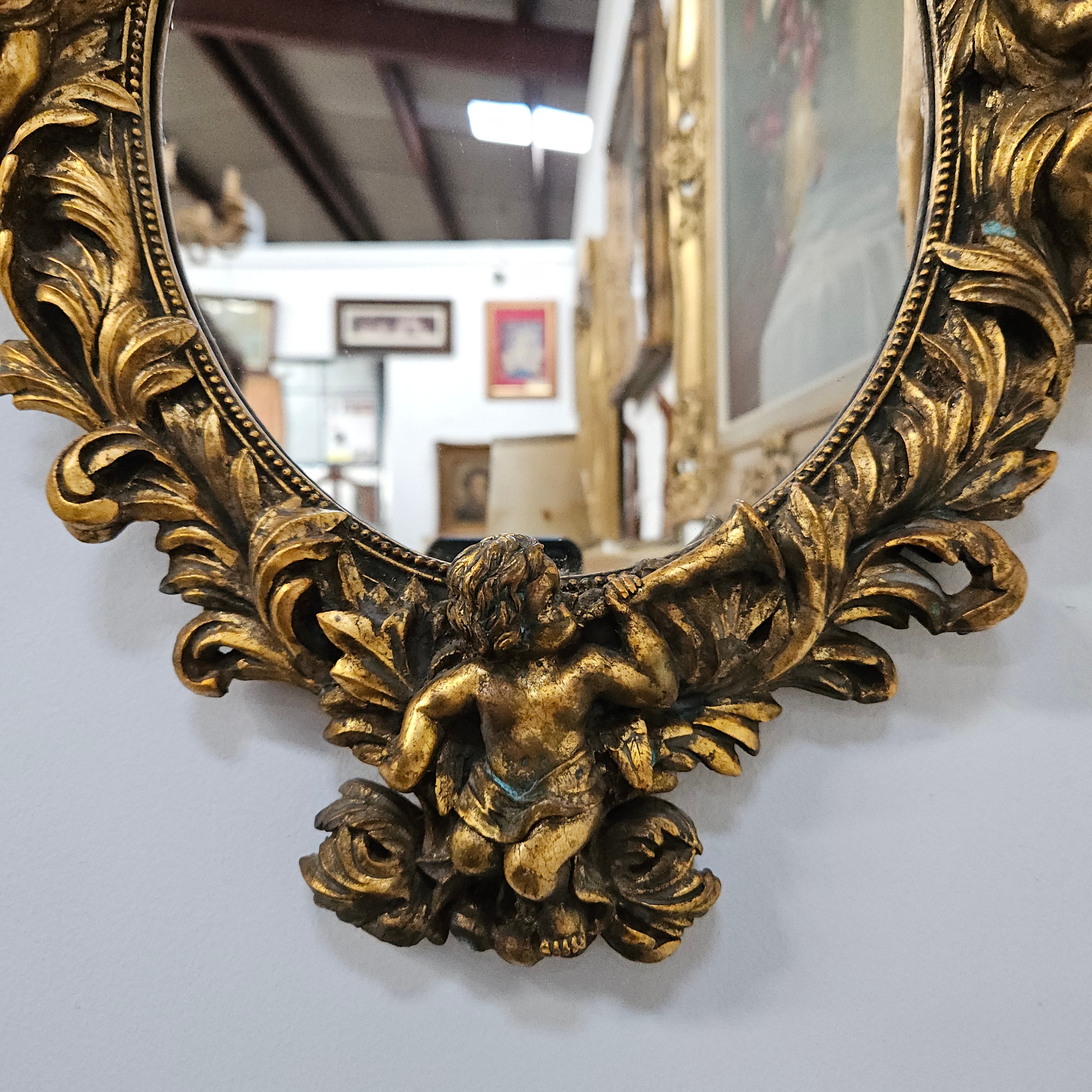 Decorative Gold Gilt Cherub Mirror | Antique & Vintage | Moonee Ponds Antiques | Australia Wide Delivery