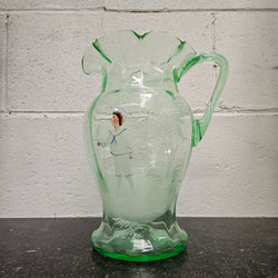 Uranium Glass Mary Gregory Style Large Jug Moonee Ponds Antiques