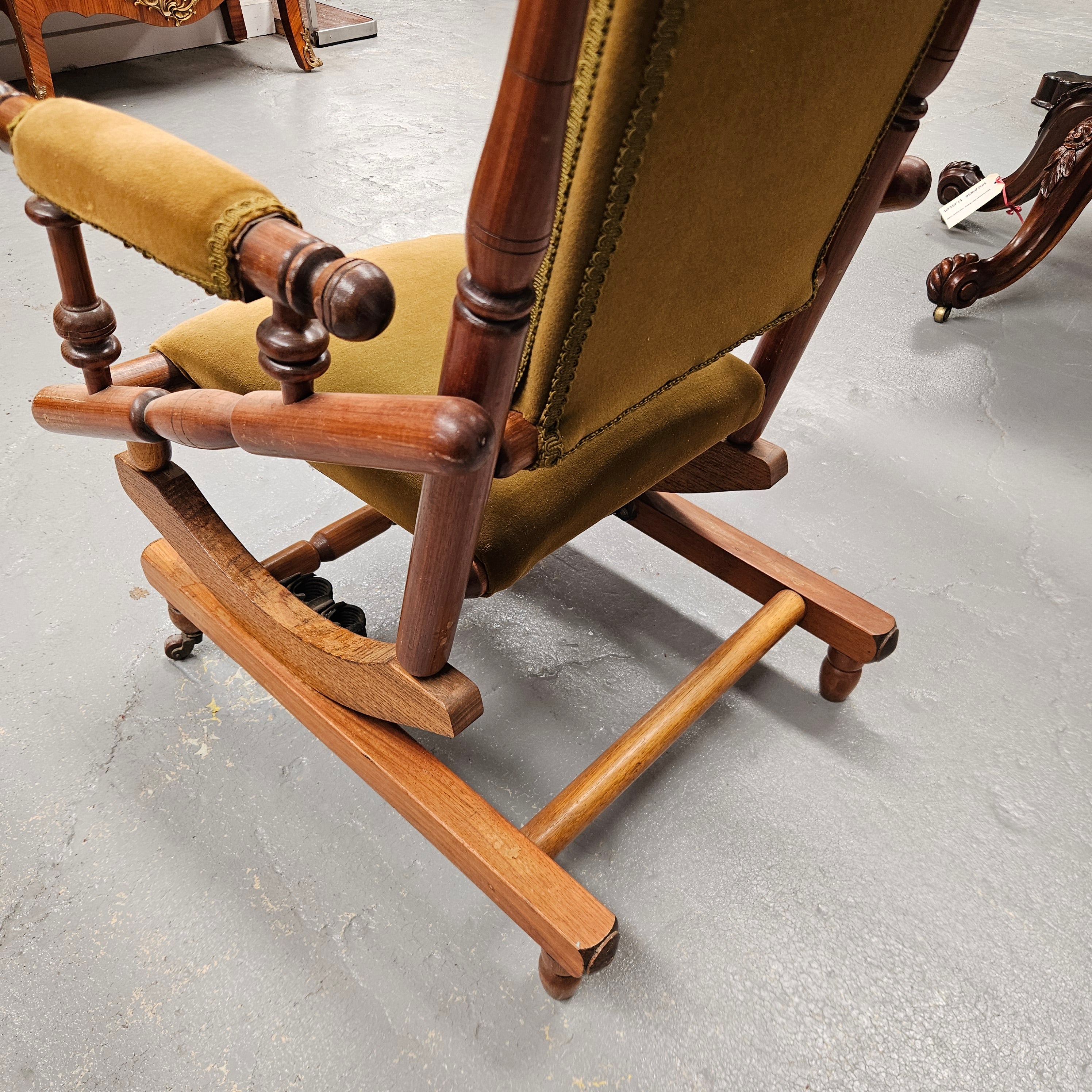 Edwardian Walnut Upholstered Rocking Chair | Antique & Vintage | Moonee Ponds Antiques | Australia Wide Delivery