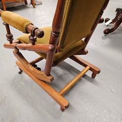 Edwardian Walnut Upholstered Rocking Chair | Antique & Vintage | Moonee Ponds Antiques | Australia Wide Delivery