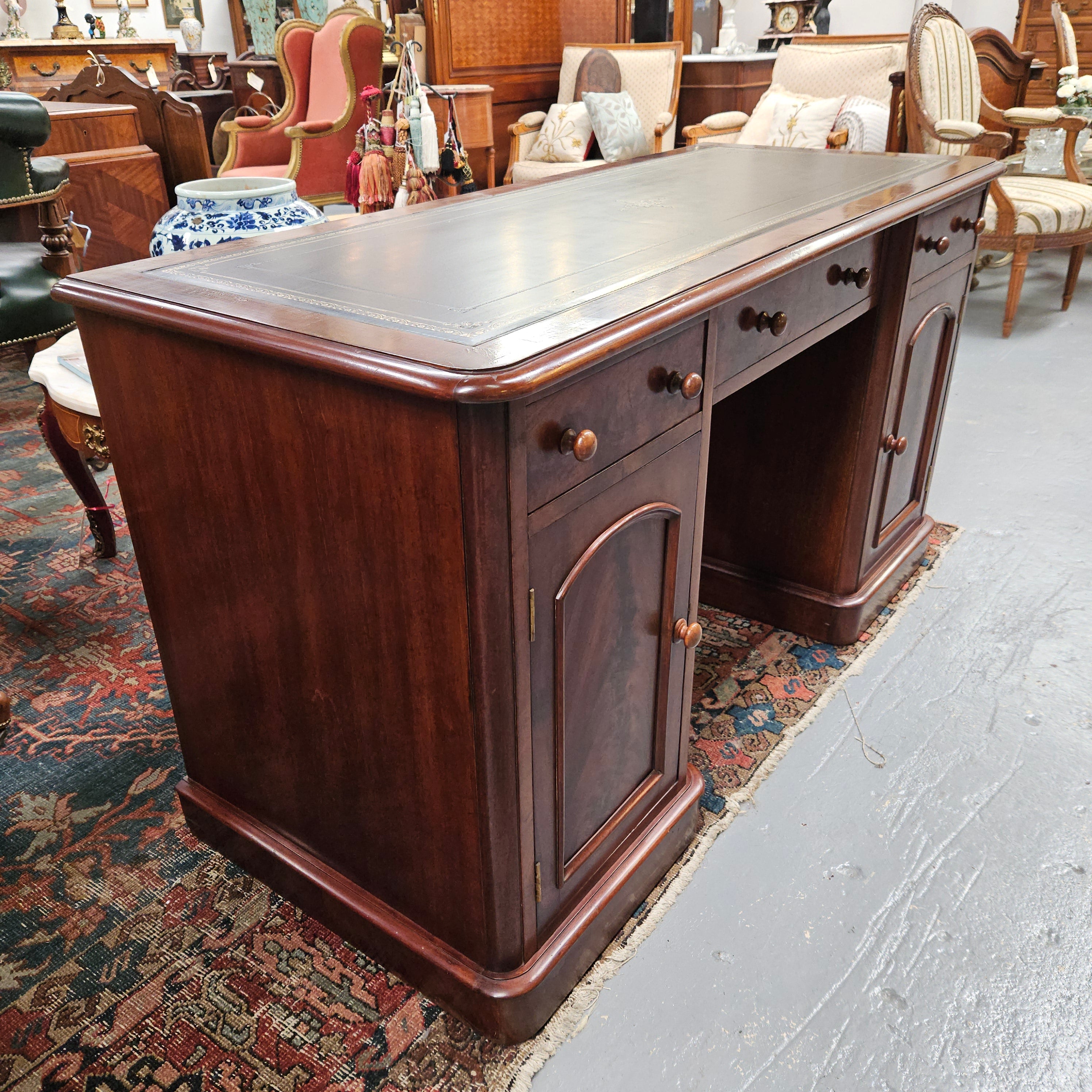 Mid Victorian Leather Top Mahogany Desk | Antique & Vintage | Moonee Ponds Antiques | Australia Wide Delivery